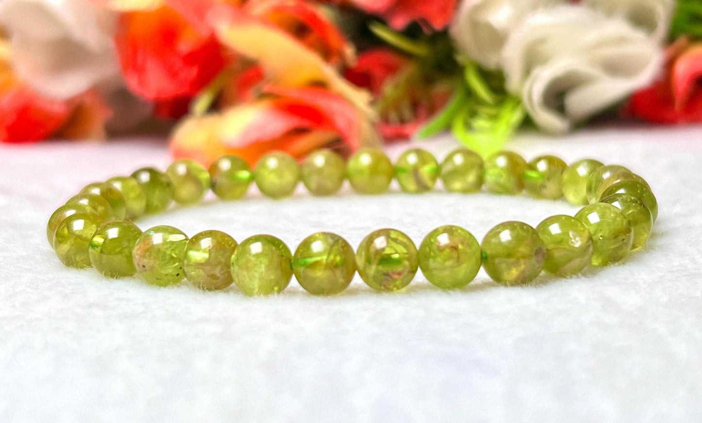 Peridot Stone Bracelet l Stretchable Bracelet l Unisex Bracelet l 6 MM Bracelet