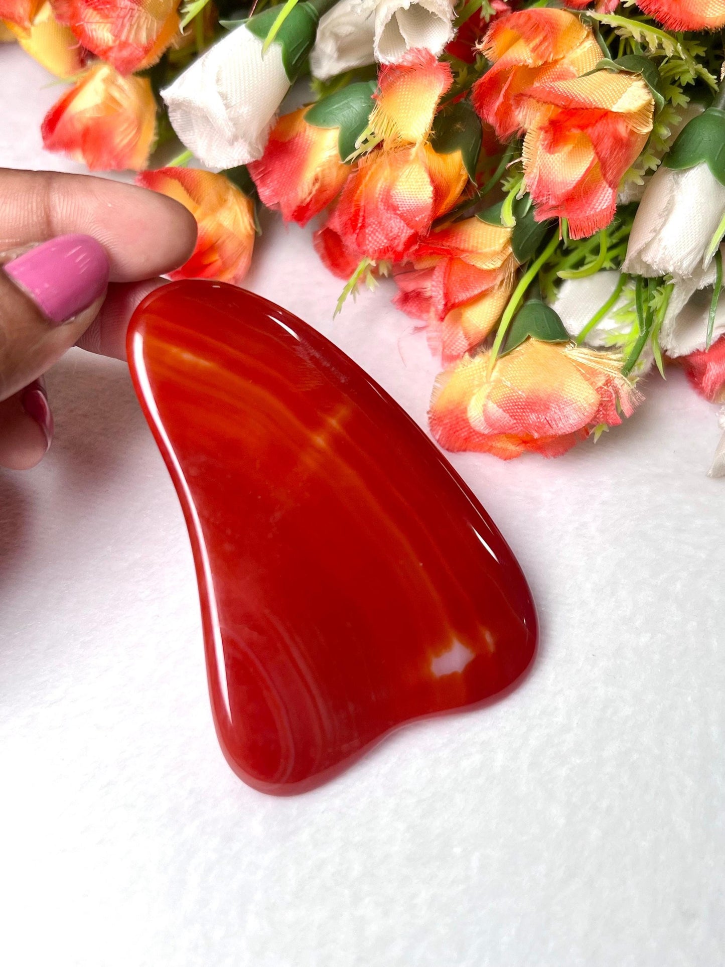 Red Onex Stone Gua Sha Massager - Face Massage - Body Massage