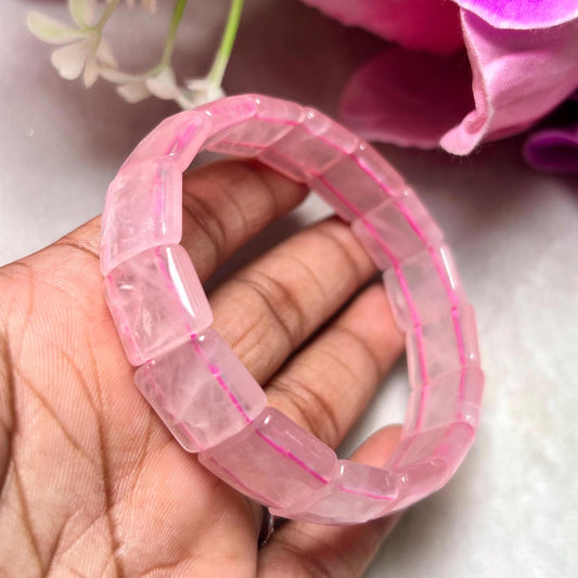 15 MM Rose Quartz Stone Bracelet l Stretchable Bracelet