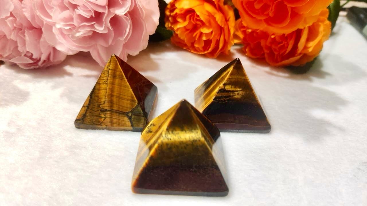 35MM Tiger's Eye Gemstone Pyramid, Premium Quality 'A' Grade, Healing Crystals, Crystal Grids, Reiki