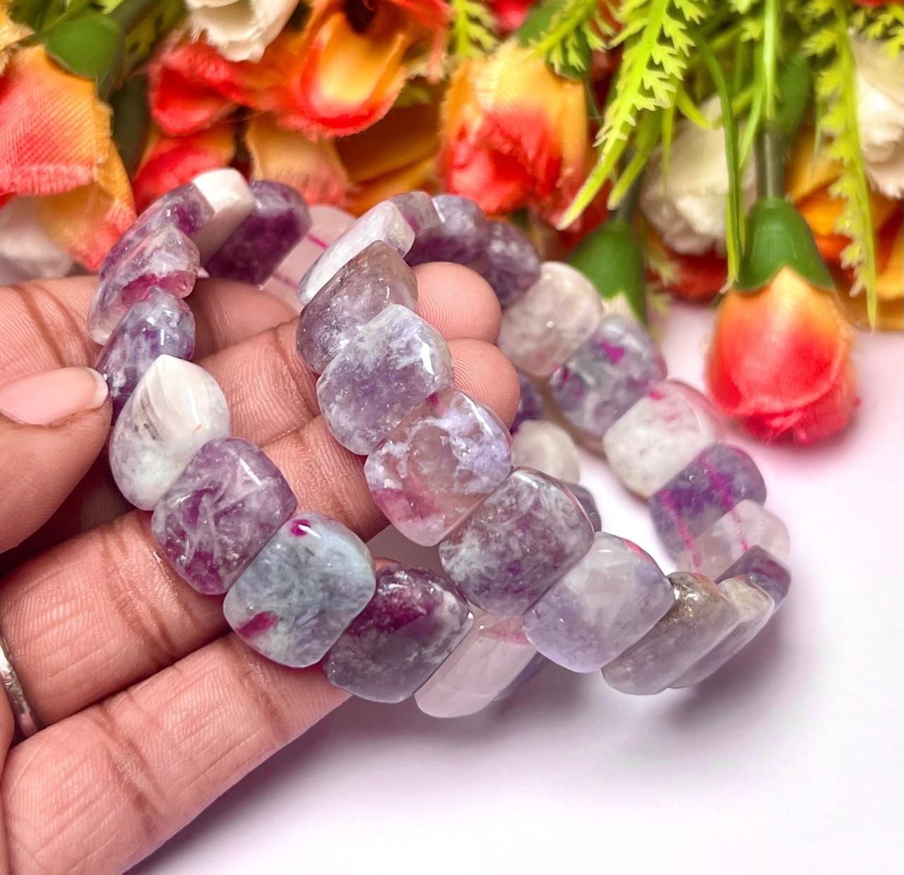 15 MM Unicorn Stone Bracelet l Stretchable Bracelet