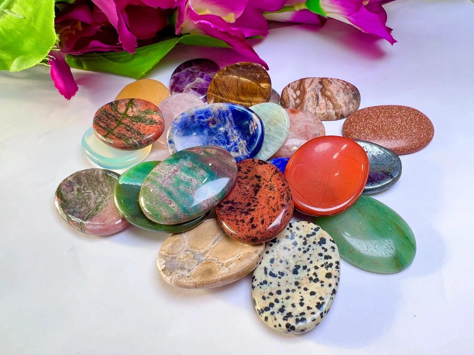 50 Worry Stone Mix Lot- Bulk Wholesale Thumb Stone Mix ideal for gifting