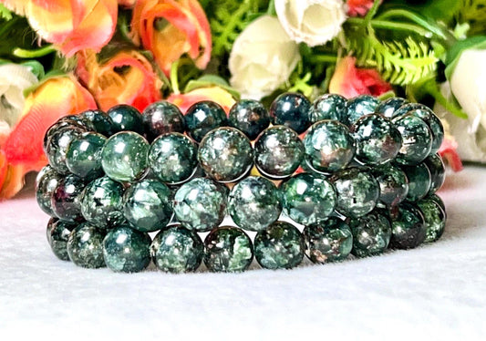 Seraphinite Stone Bracelet l Stretchable Bracelet l Unisex Bracelet l 8 MM Bracelet