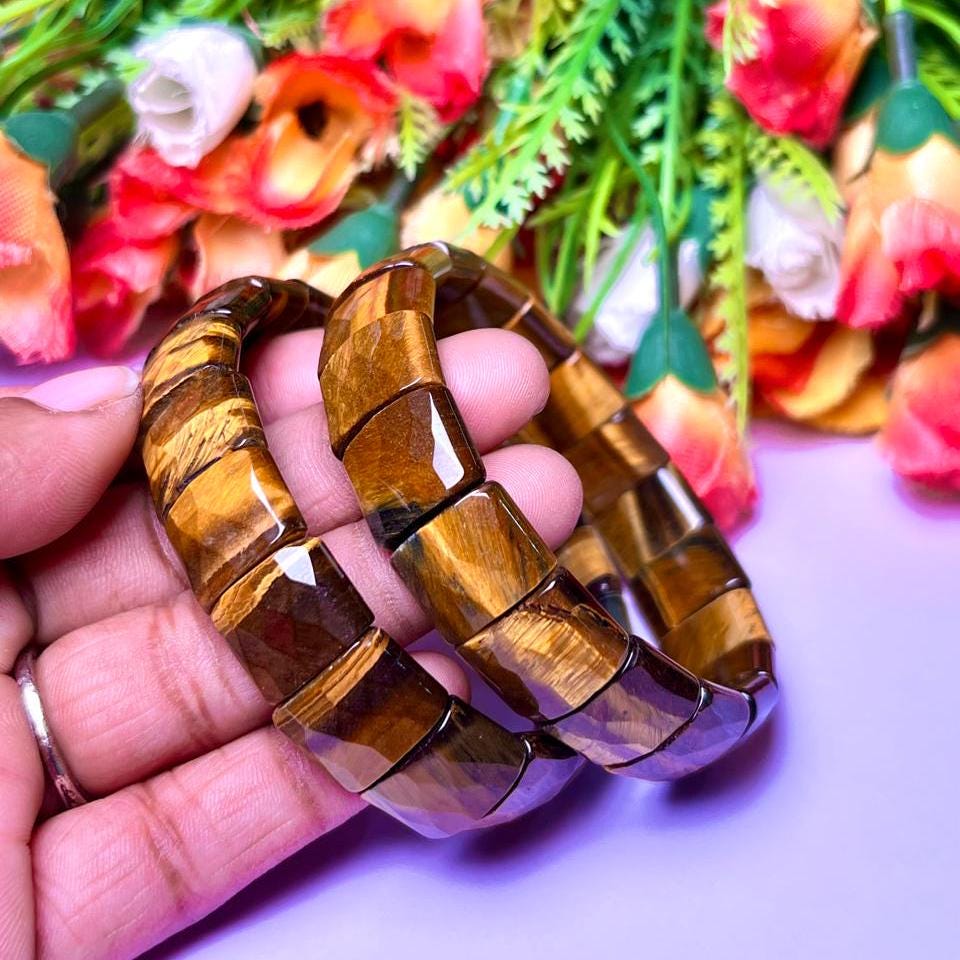 15 MM Tiger's Eye Stone Bracelet l Stretchable Bracelet