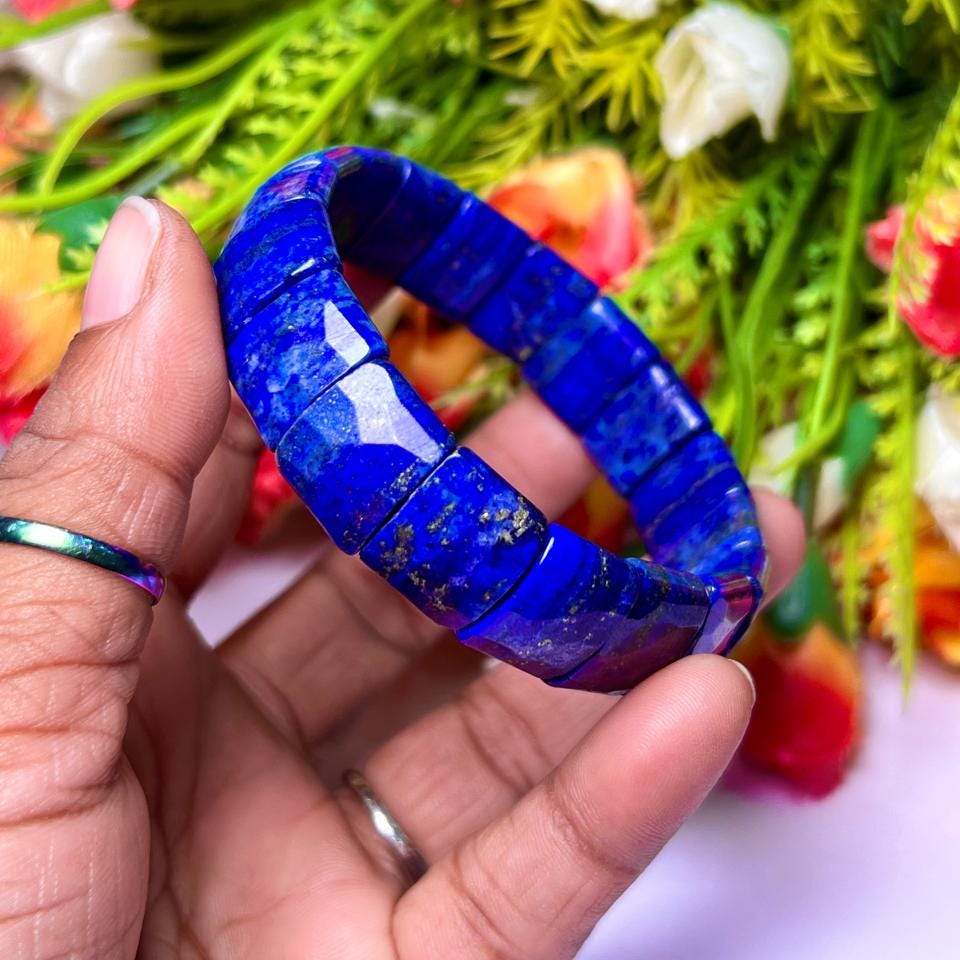 15 MM Lapis Lazuli Stone Bracelet l Stretchable Bracelet High Grade