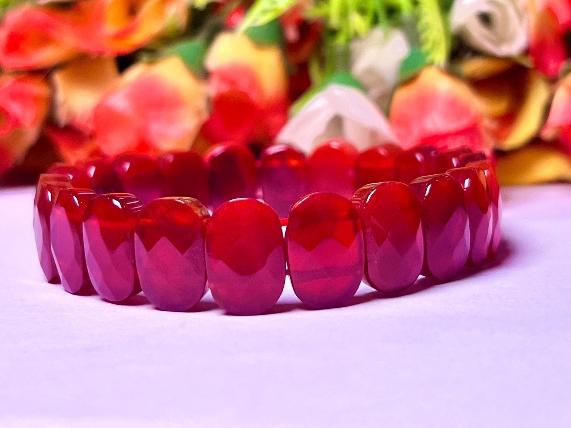 15 MM Carnelian Stone Bracelet l Stretchable Bracelet