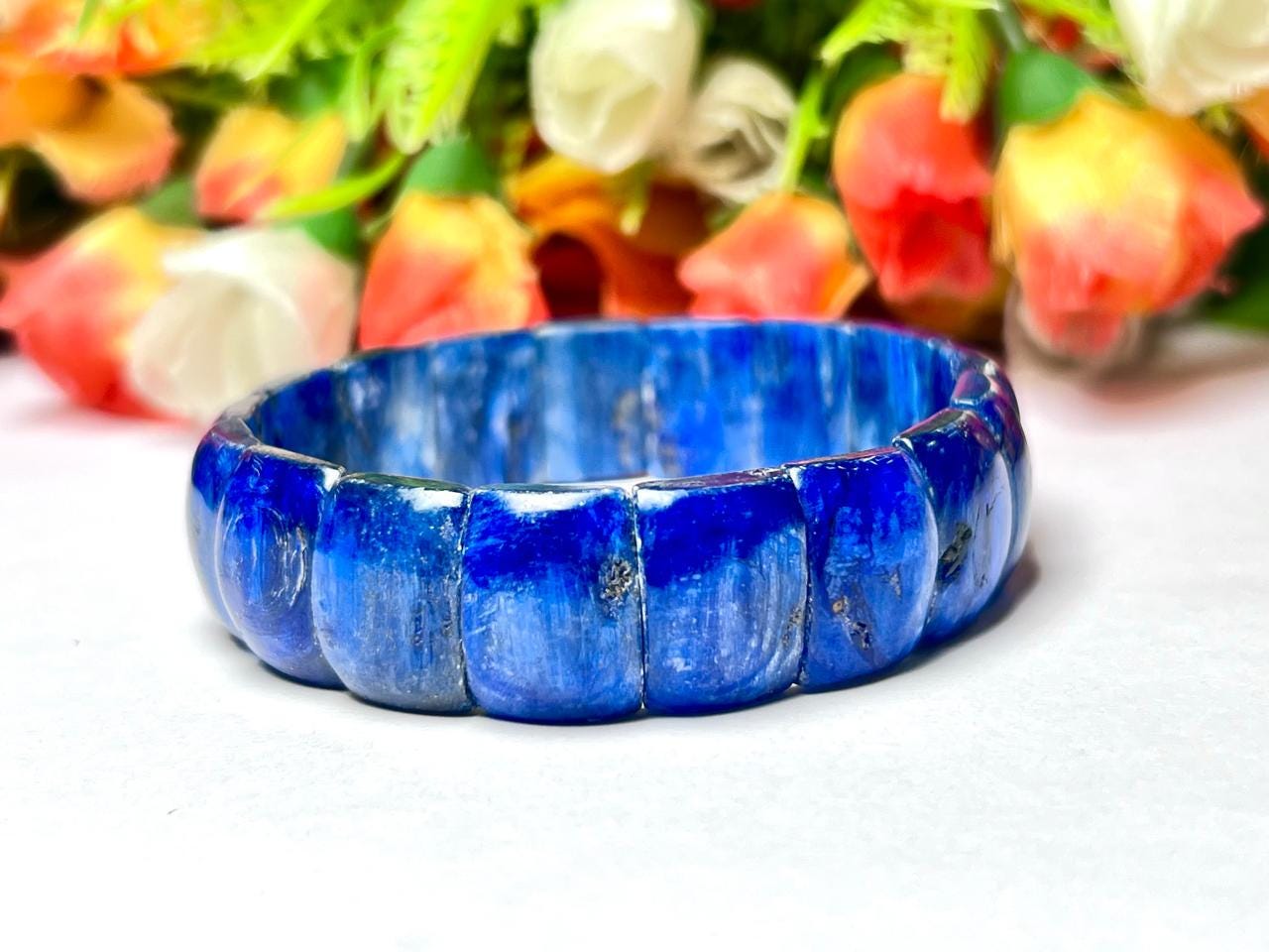 15 MM Premium Blue Kyanite Stone Bracelet l Stretchable Bracelet AAAAA +++++