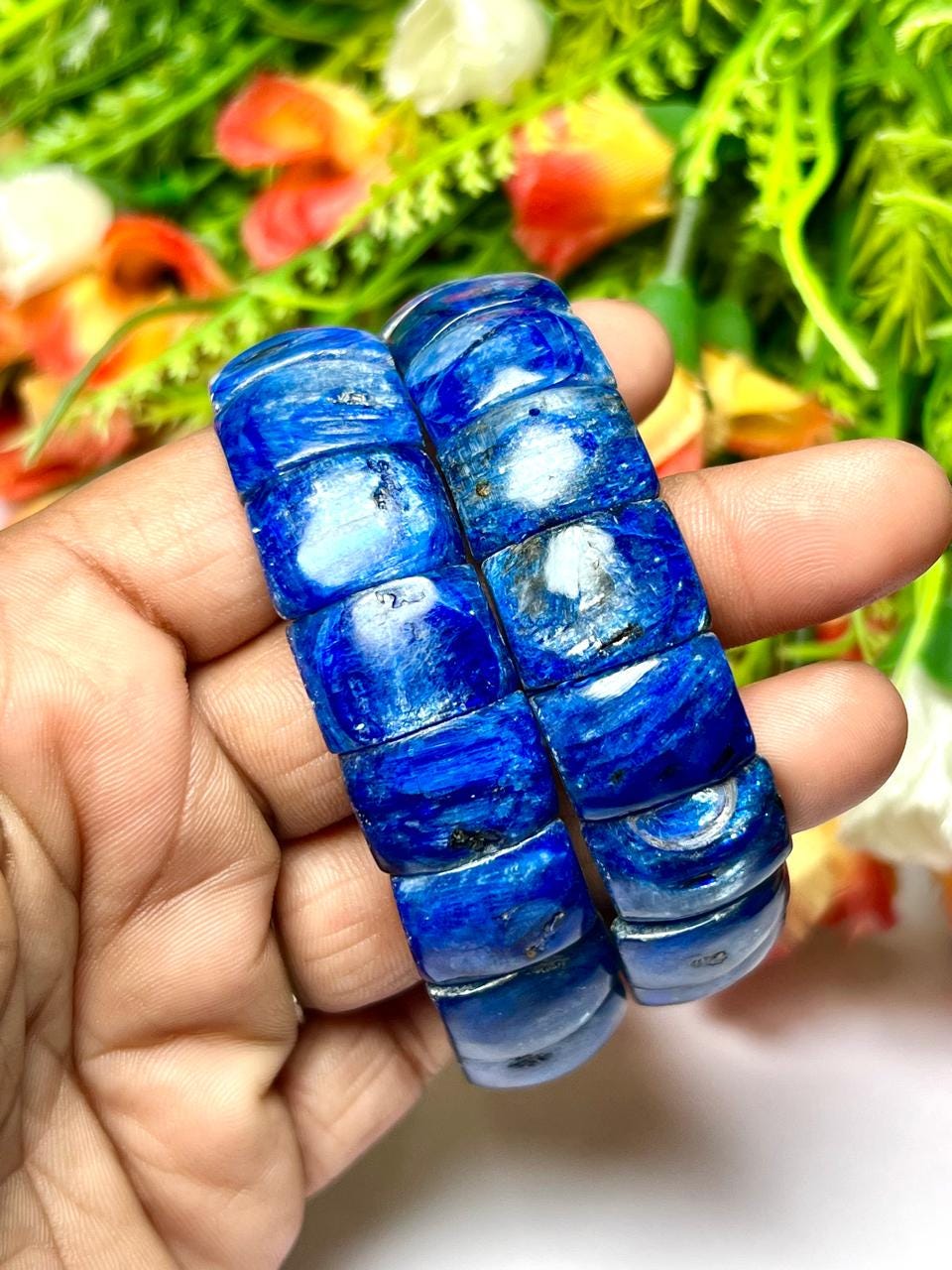 15 MM Premium Blue Kyanite Stone Bracelet l Stretchable Bracelet AAAAA +++++