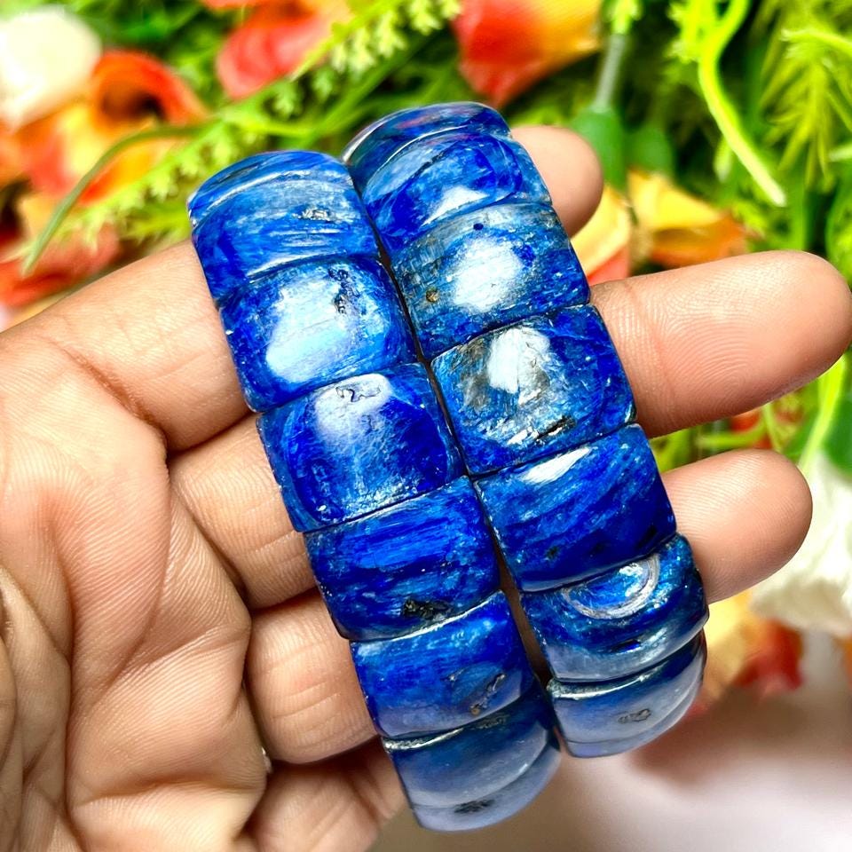 15 MM Premium Blue Kyanite Stone Bracelet l Stretchable Bracelet AAAAA +++++