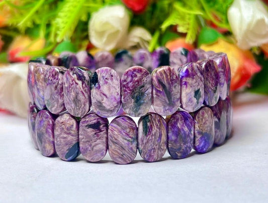 15 MM Charoite Stone Bracelet l Stretchable Bracelet