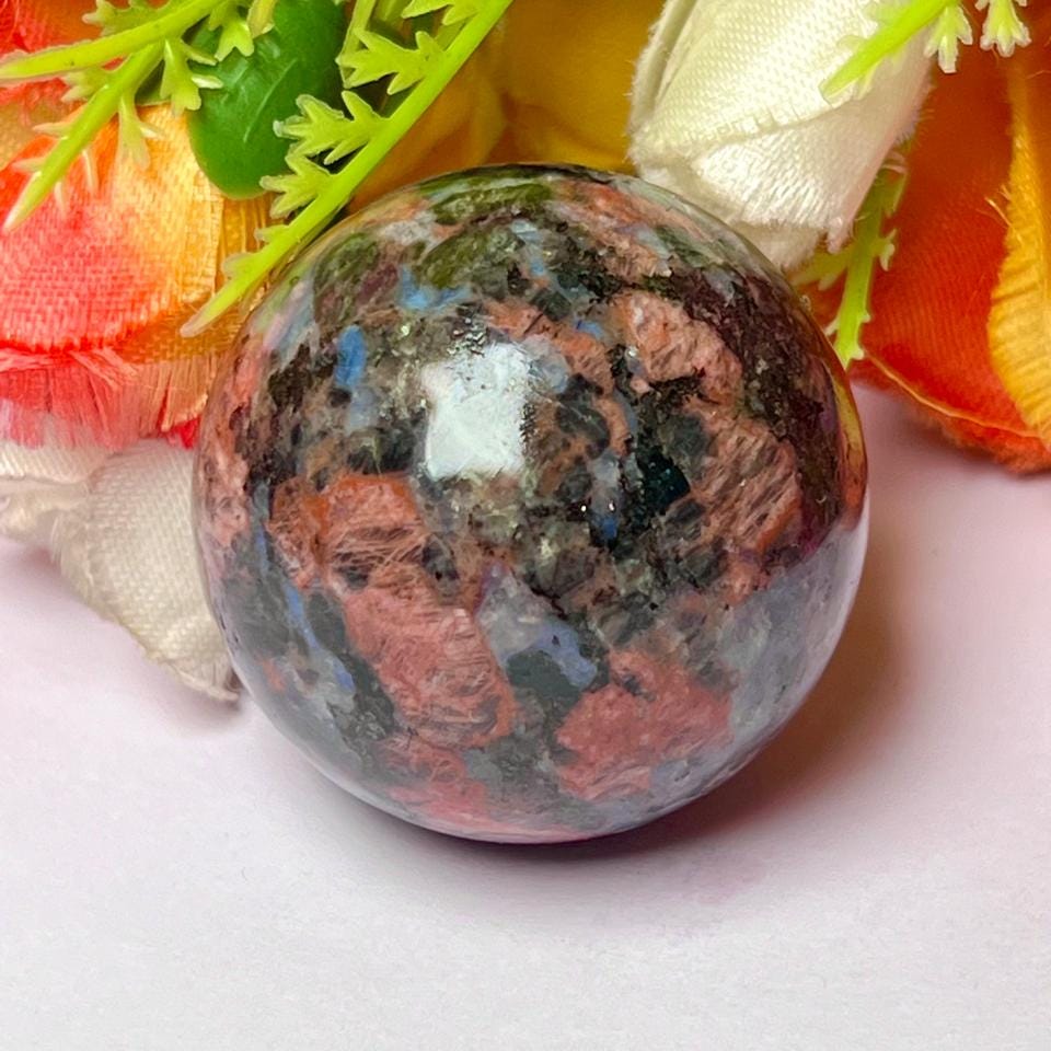 Liberite Que Sera Stone Sphere 40 MM Crystal Ball Orb Pocket Stone Meditation Space Crystal Grid With wooden Stand