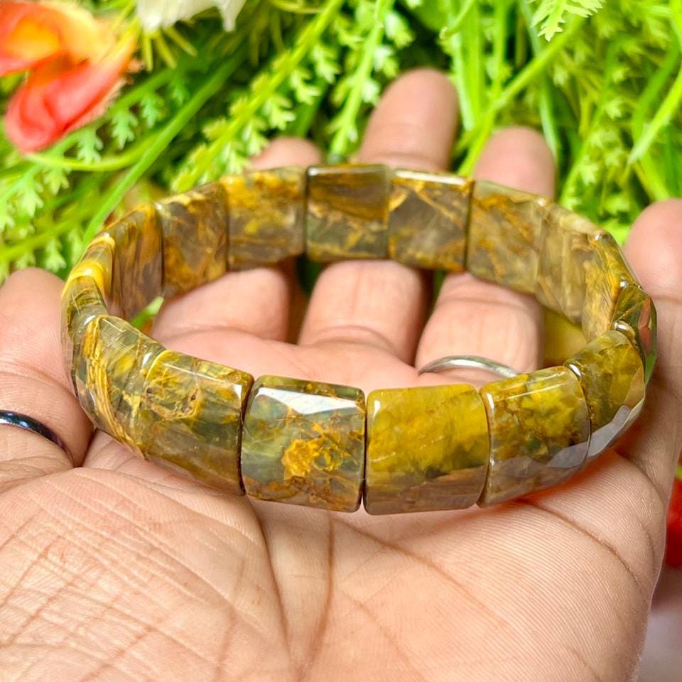 15 MM Nellite Pitersite Stone Bracelet l Stretchable Bracelet AAAAA +++++