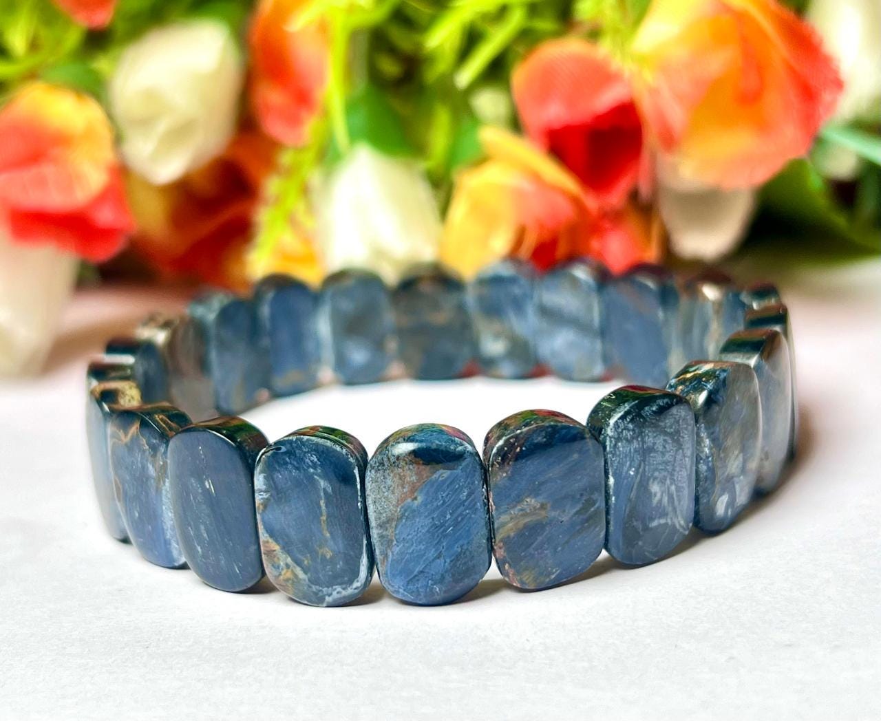 15 MM Blue Pietersite Stone Bracelet l Stretchable Bracelet AAAAA +++++