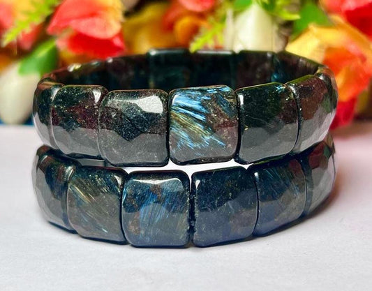 15 MM Greenland Nuummite Stone Bracelet l Stretchable Bracelet