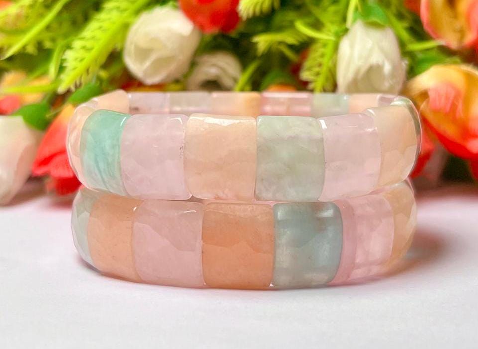 15 MM Morganite Stone Bracelet l Stretchable Bracelet