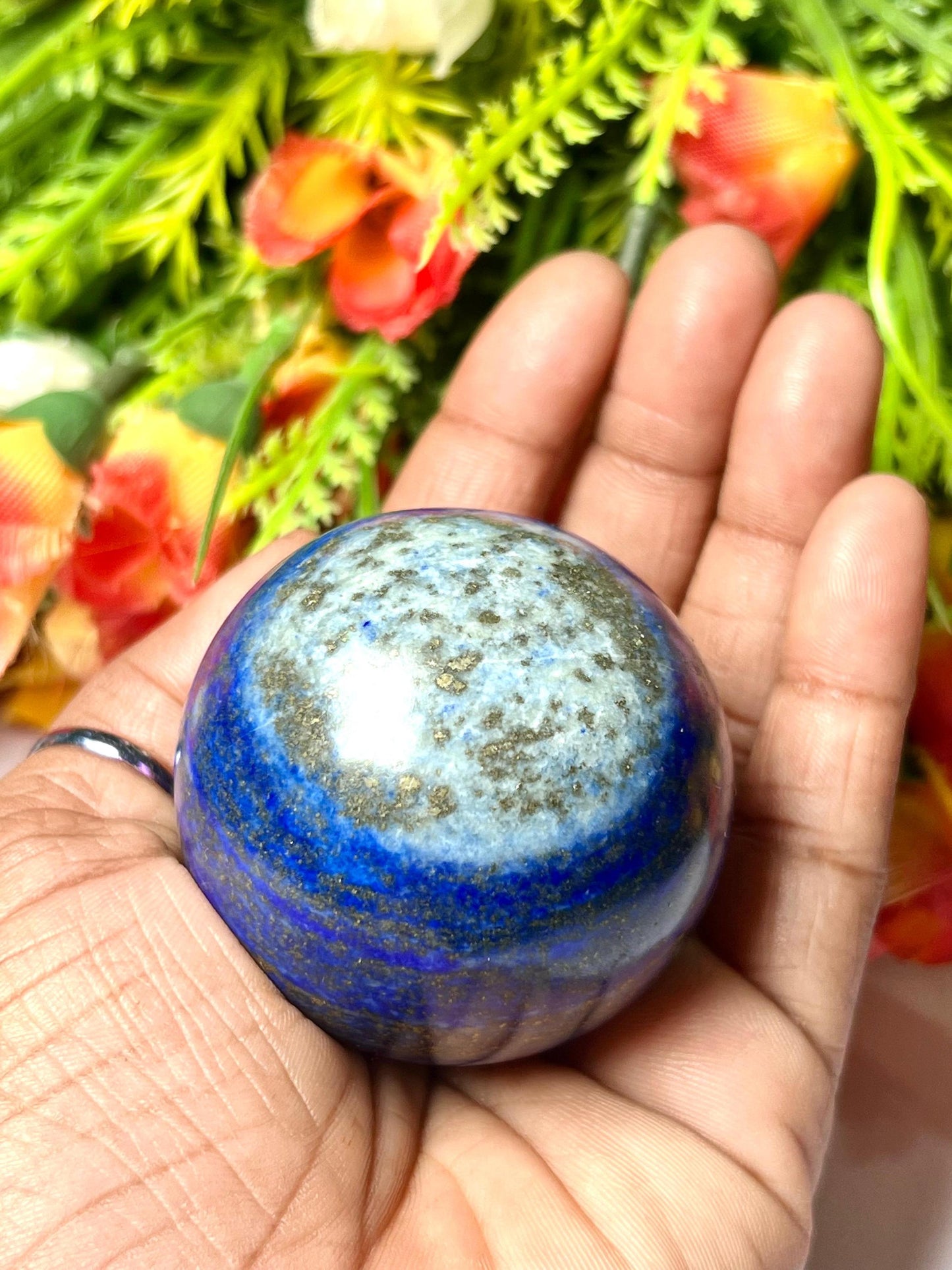 Lapis Lazuli Stone Sphere 40 MM Crystal Ball Orb Pocket Stone Meditation Space Crystal Grid With wooden Stand