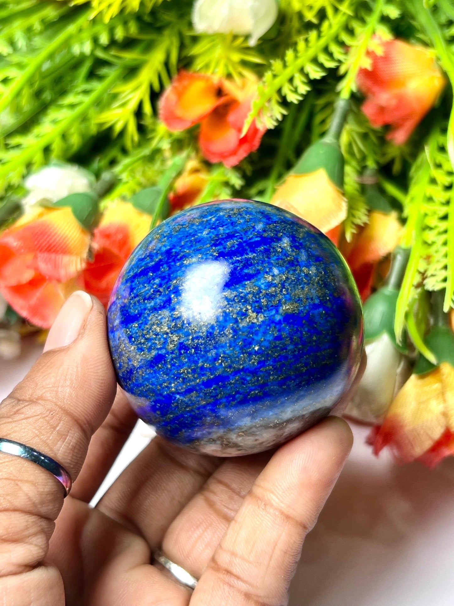 Lapis Lazuli Stone Sphere 40 MM Crystal Ball Orb Pocket Stone Meditation Space Crystal Grid With wooden Stand