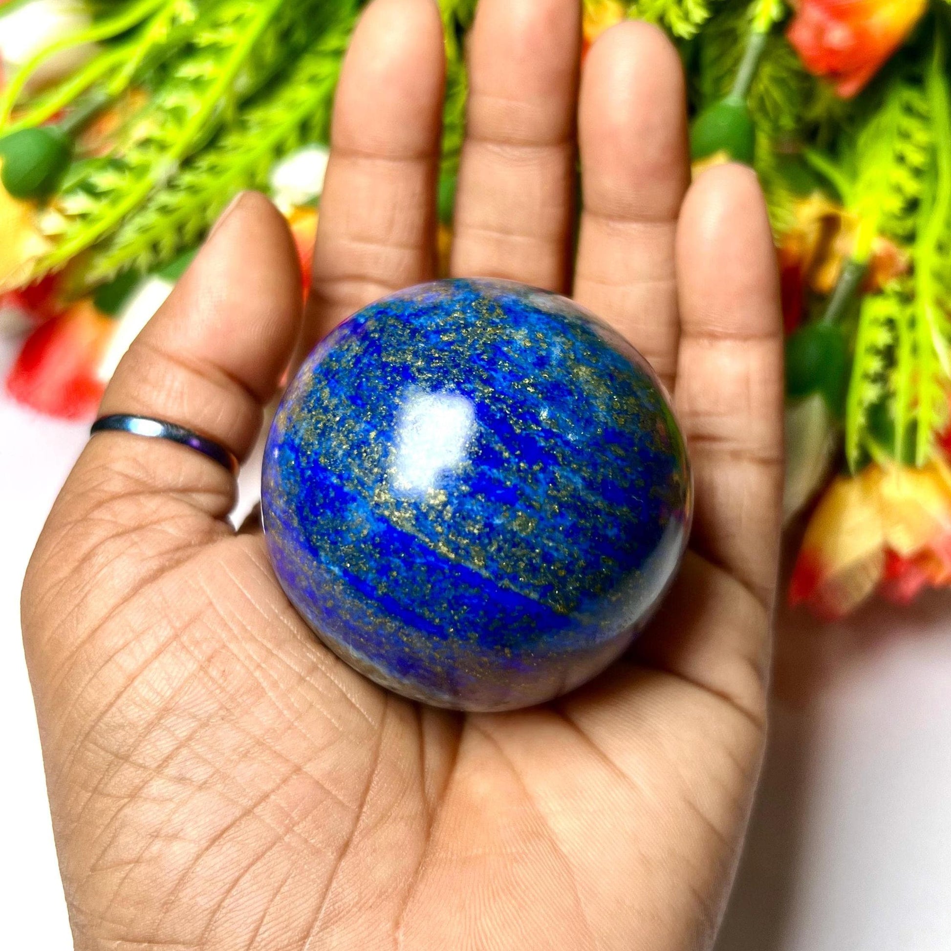 Lapis Lazuli Stone Sphere 40 MM Crystal Ball Orb Pocket Stone Meditation Space Crystal Grid With wooden Stand