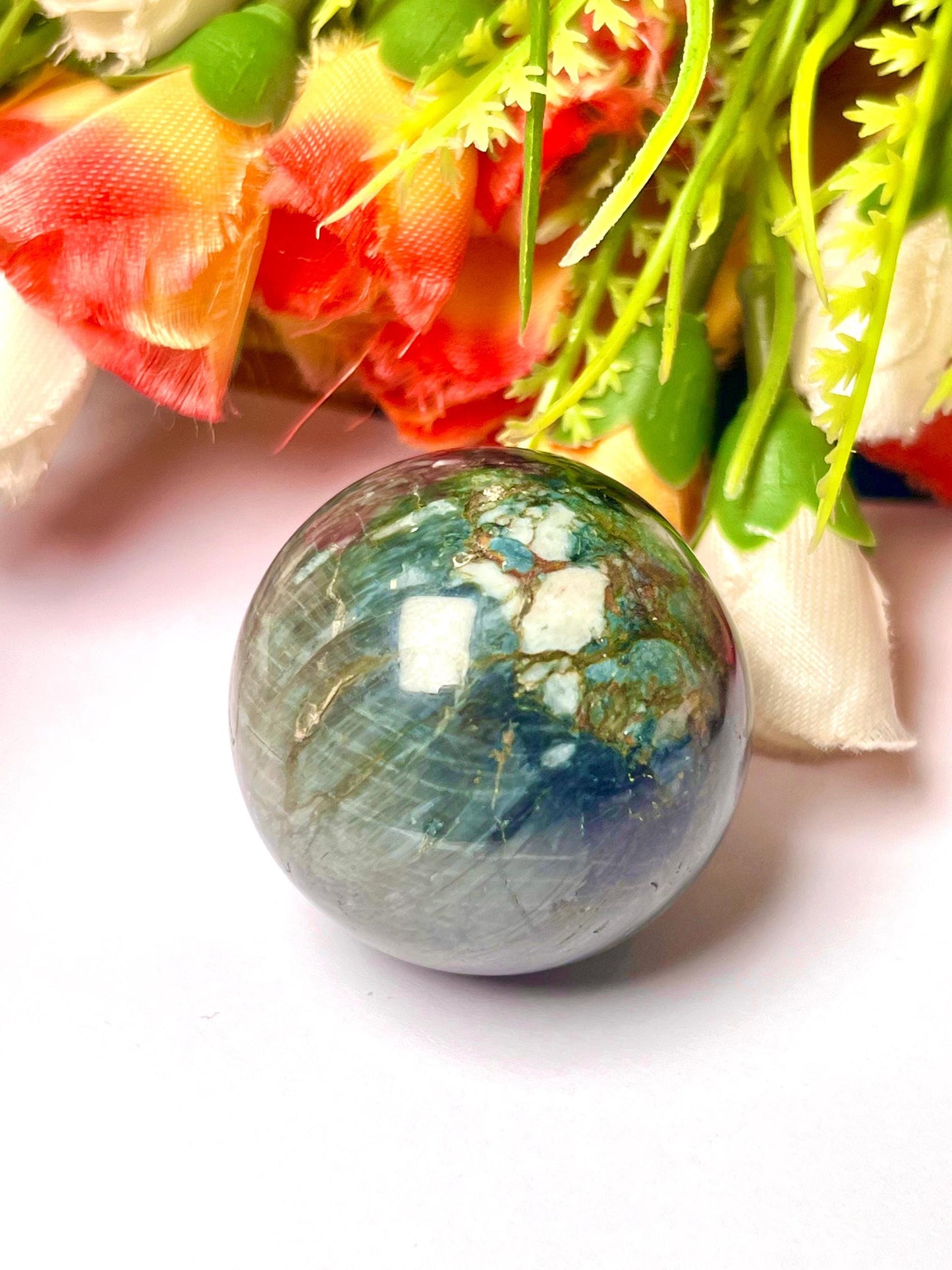 Grey Cats Eye Stone Sphere 40 MM Crystal Ball Orb Pocket Stone Meditation Space Crystal Grid With wooden Stand