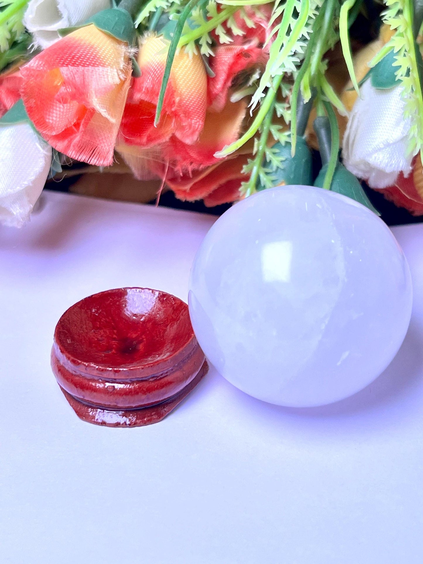 Himalayan Crystal Stone Sphere 40 MM Crystal Ball Orb Pocket Stone Meditation Space Crystal Grid With wooden Stand