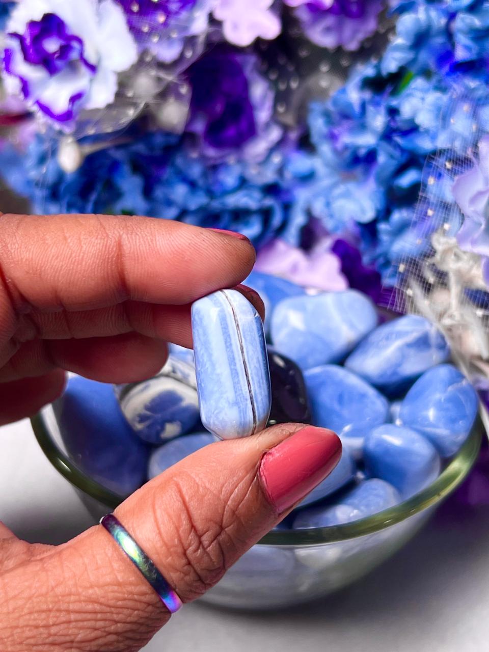 Blue Opal Stone Tumbled Stone – Spiritual Healing Crystal – Available in Packs of 1, 3, 5, and 10 Pieces (AAAAA+ Quality)