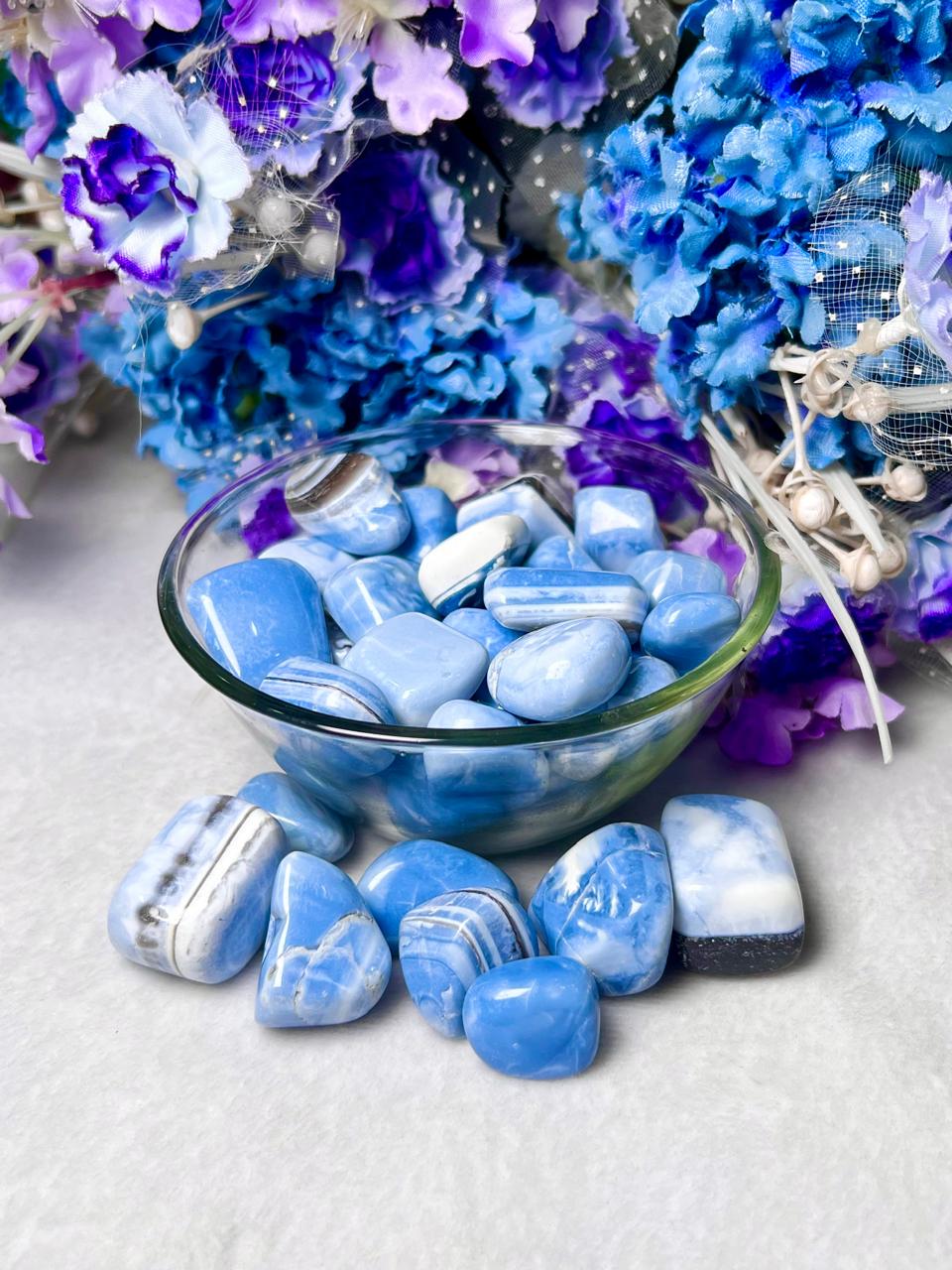 Blue Opal Stone Tumbled Stone – Spiritual Healing Crystal – Available in Packs of 1, 3, 5, and 10 Pieces (AAAAA+ Quality)