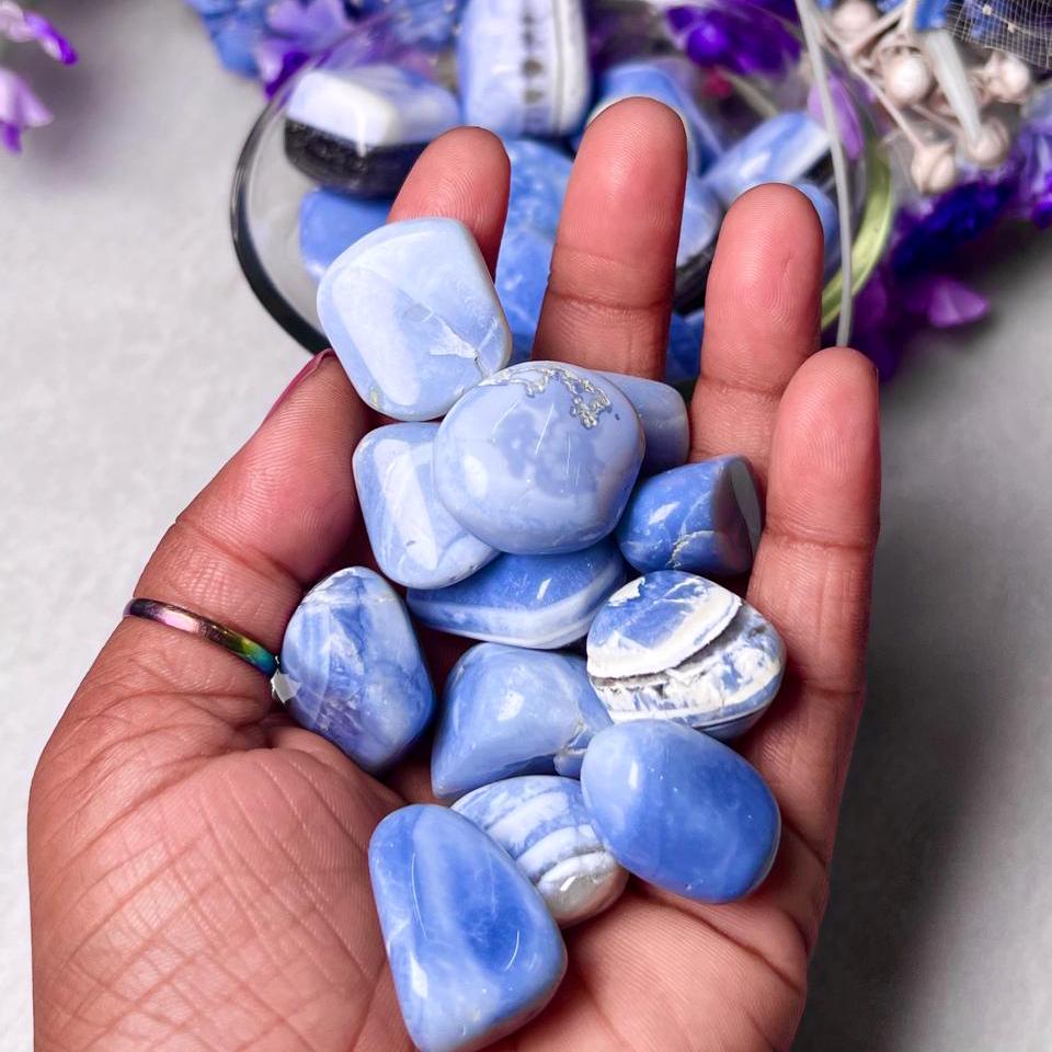 Blue Opal Stone Tumbled Stone – Spiritual Healing Crystal – Available in Packs of 1, 3, 5, and 10 Pieces (AAAAA+ Quality)