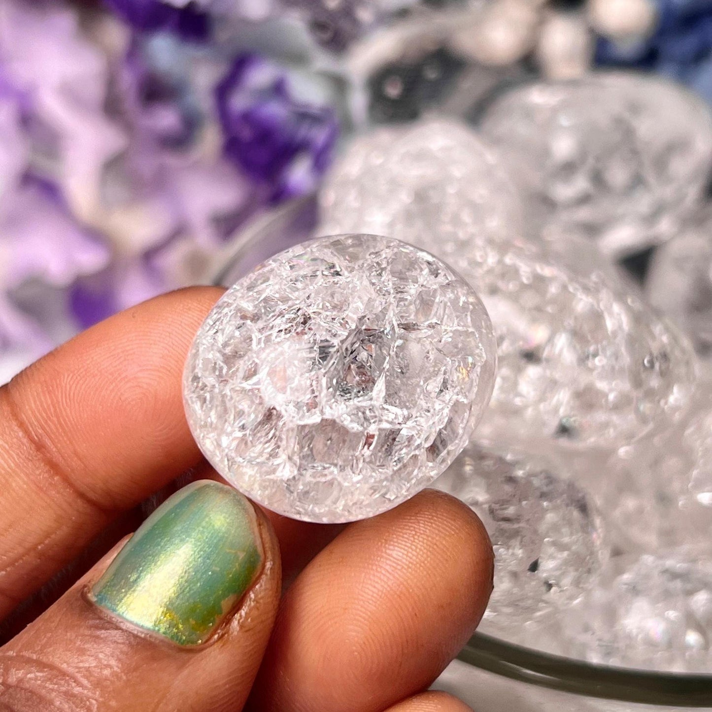 Crackle Quartz Tumbled Stone – Spiritual Healing Crystal – Available in Packs of 1, 3, 5, and 10 Pieces (AAAAA+ Quality).