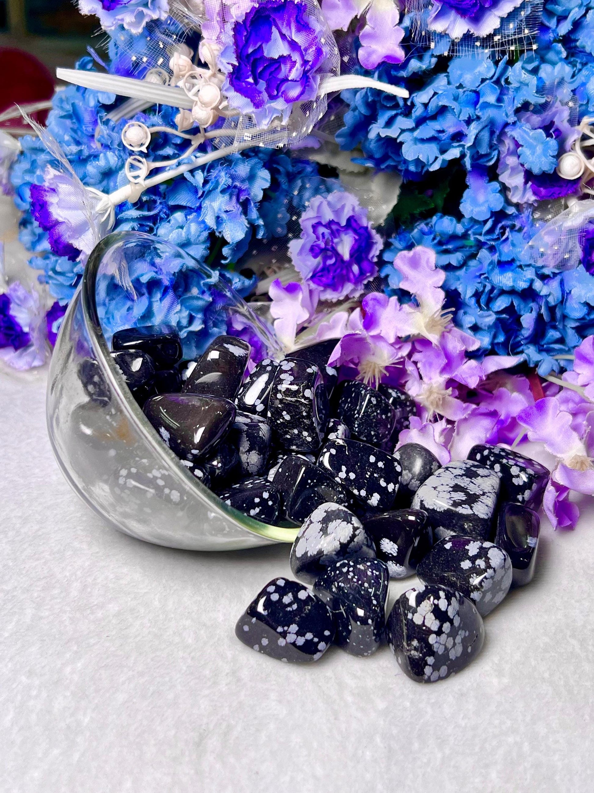 Snowflake Obsidian Stone Tumbled Stone - Spiritual Stone -Healing Crystals in pack sizes of 1,3,5, and 10 Pieces Quality AAAAA +++++