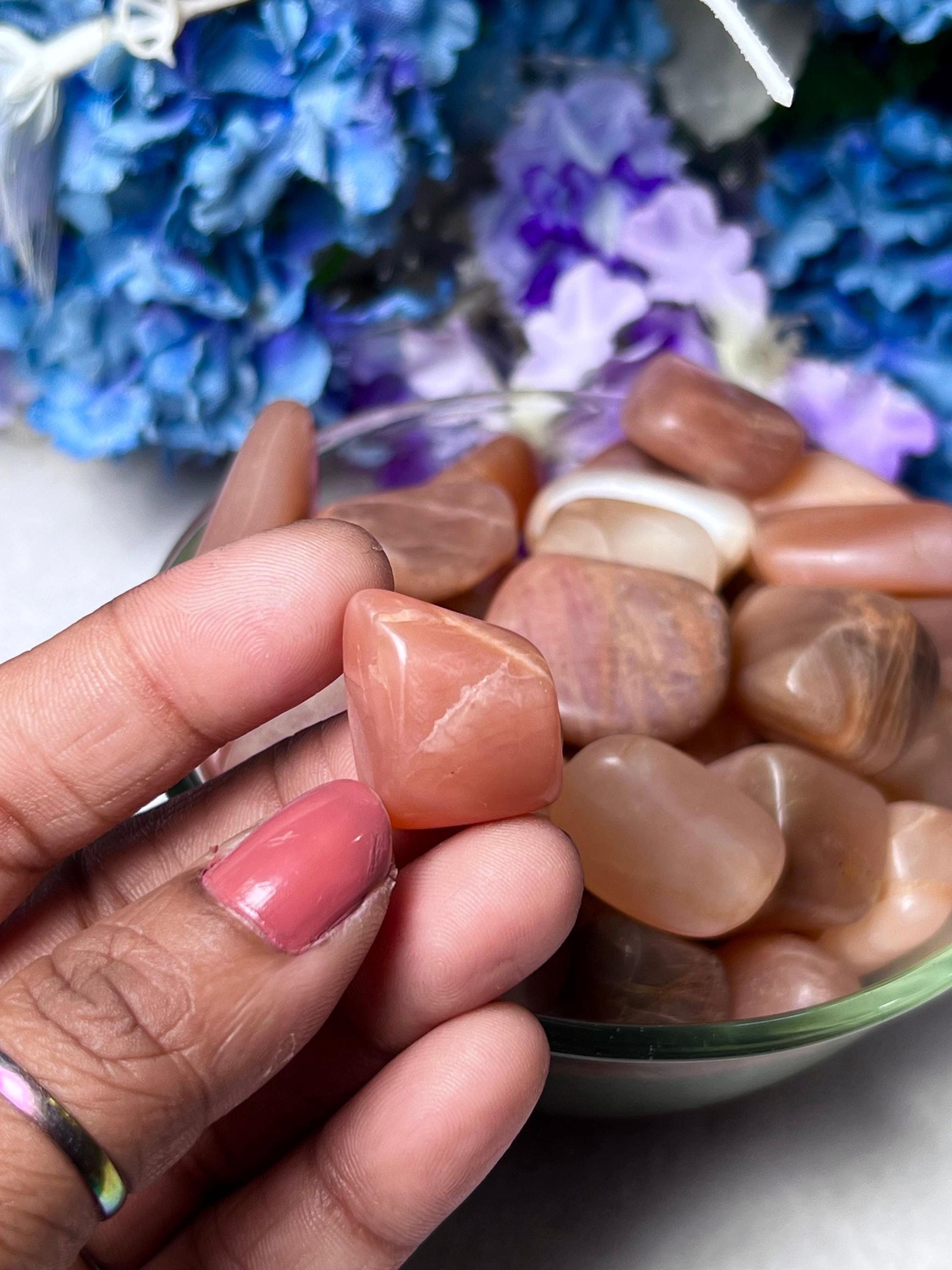 Red Orange Moonstone Tumbled Stone - Spiritual Stone -Healing Crystals in pack sizes of 1,3,5, and 10 Pieces Quality AAAAA +++++