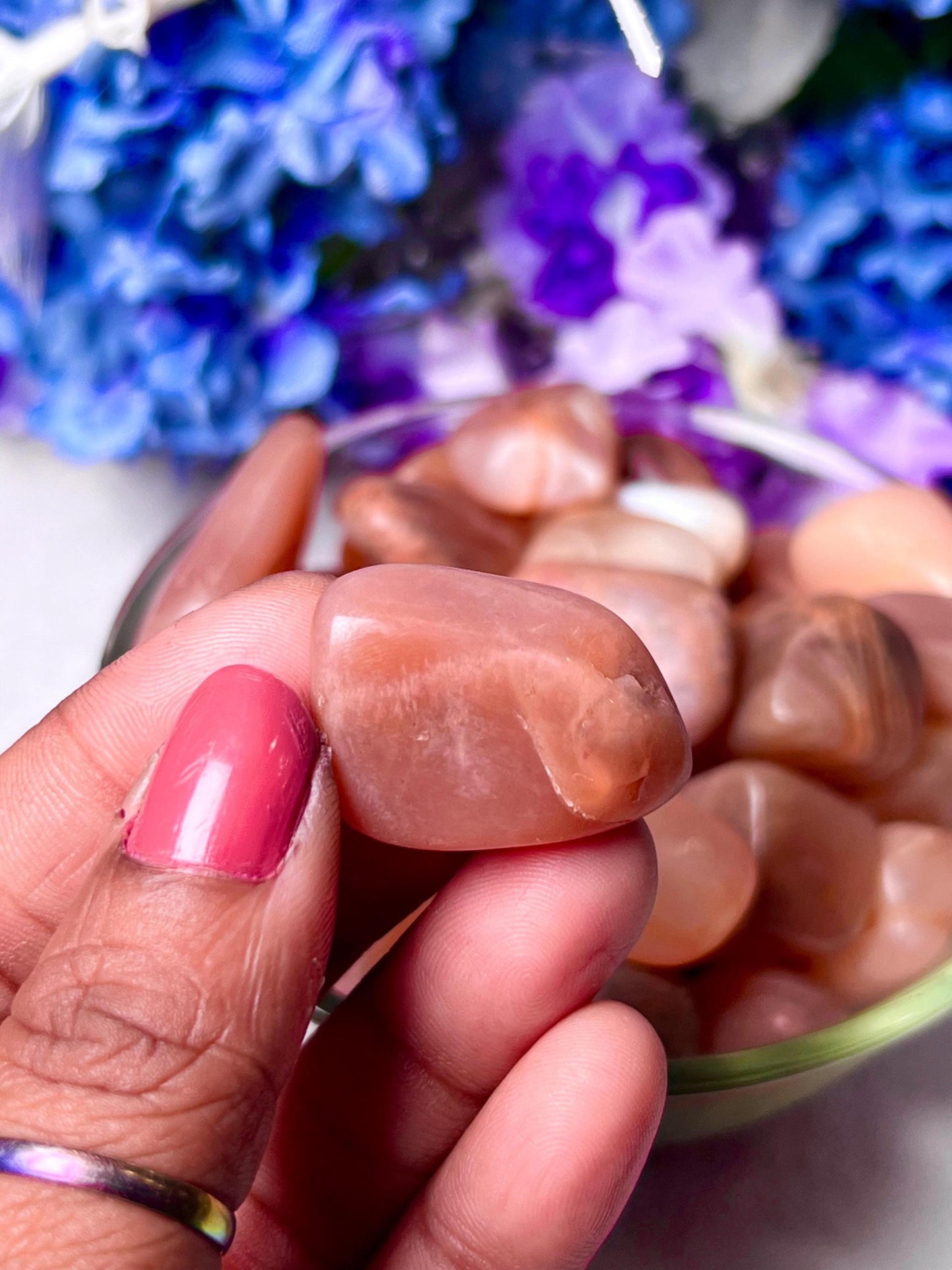 Red Orange Moonstone Tumbled Stone - Spiritual Stone -Healing Crystals in pack sizes of 1,3,5, and 10 Pieces Quality AAAAA +++++