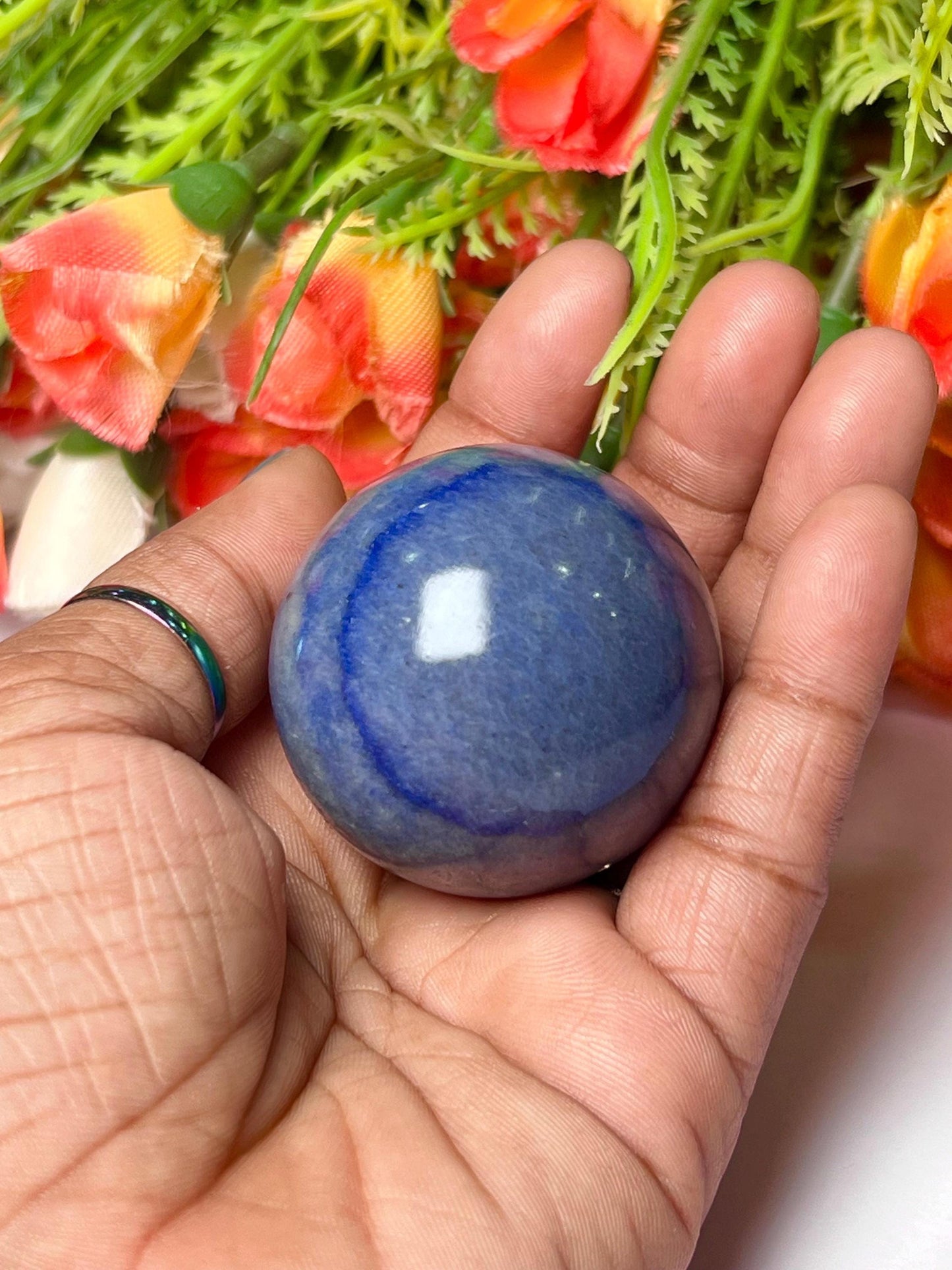 Blue Aventurine Stone Sphere 40 MM Crystal Ball Orb Pocket Stone Meditation Space Crystal Grid With wooden Stand