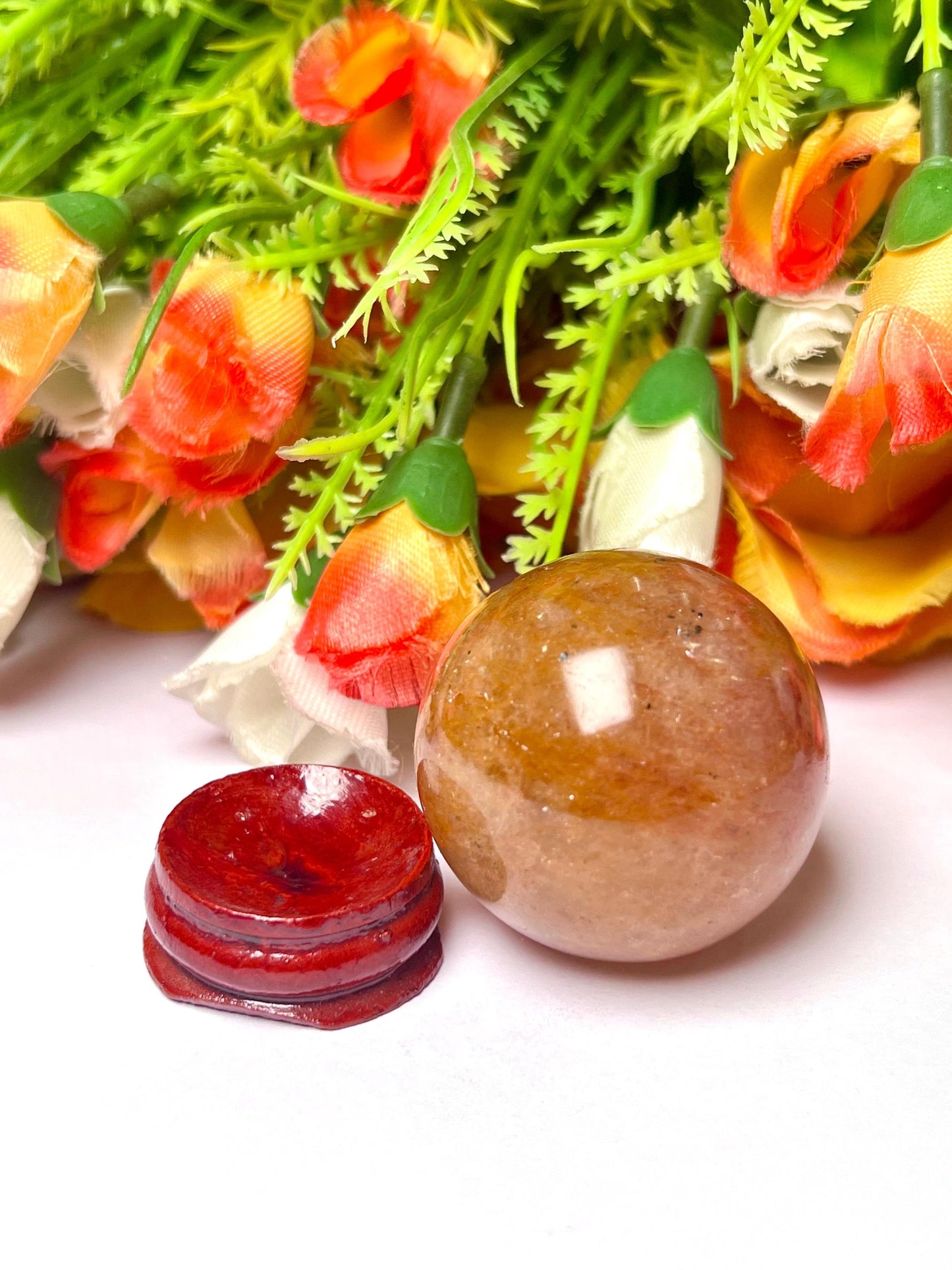 Golden Healer Stone Sphere 40 MM Crystal Ball Orb Pocket Stone Meditation Space Crystal Grid With wooden Stand