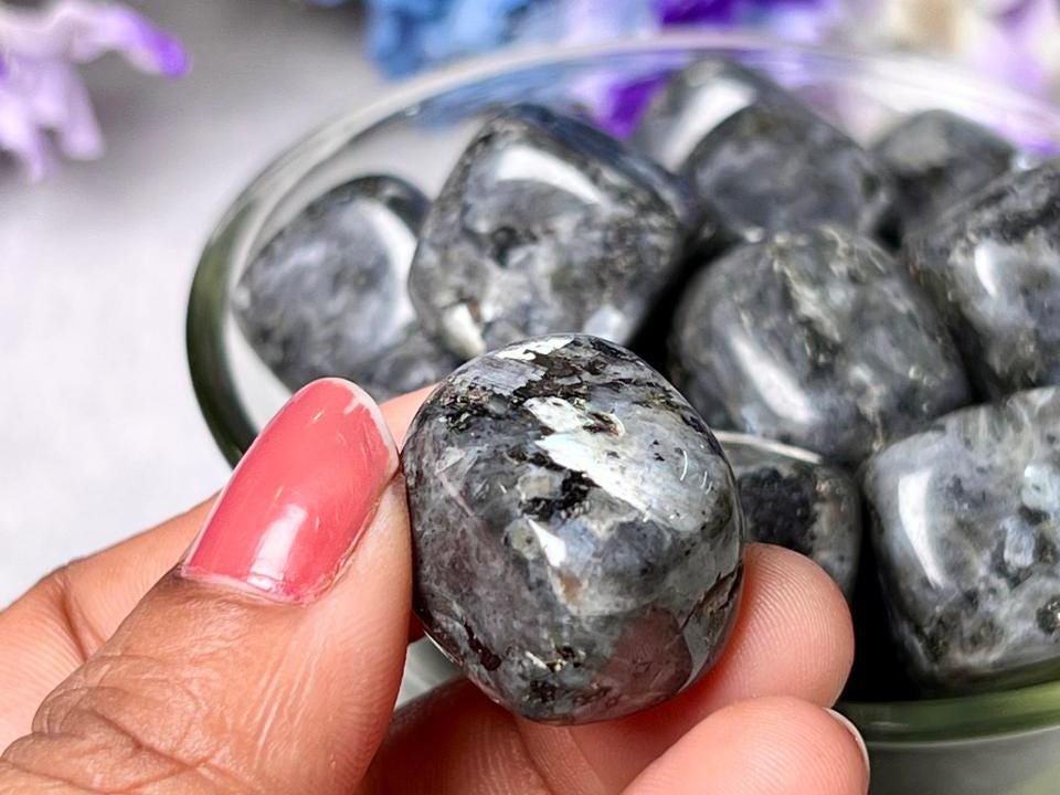 Larvikite Rainbow Stone Tumbled Stone - Spiritual Stone -Healing Crystals in pack sizes of 1,3,5, and 10 Pieces Quality AAAAA +++++