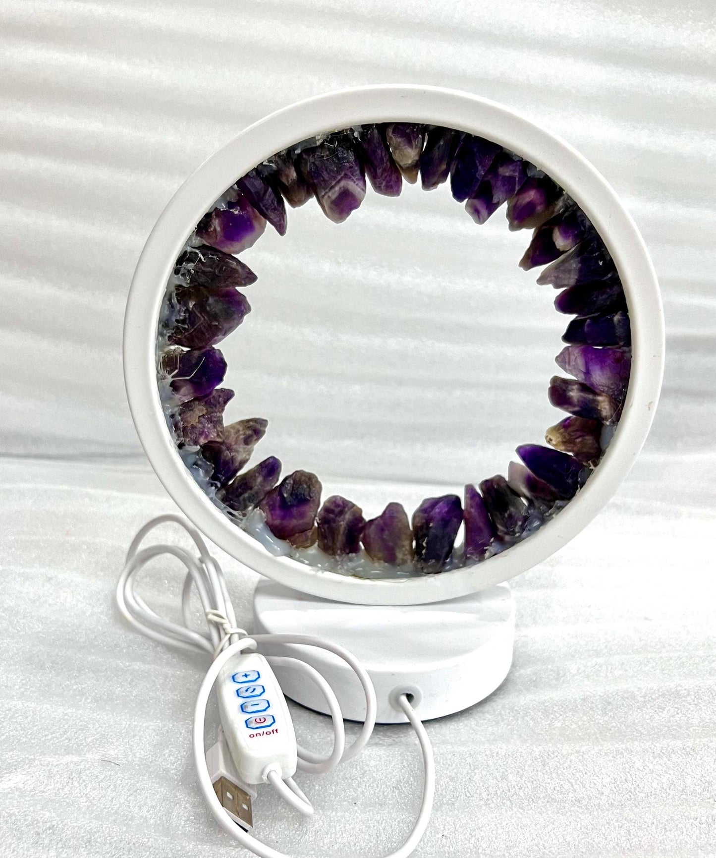 Amethyst Crystal USB Night Light – Tranquil Energy Lamp for Meditation, Ambiance, Home & Office Décor, Housewarming Gift