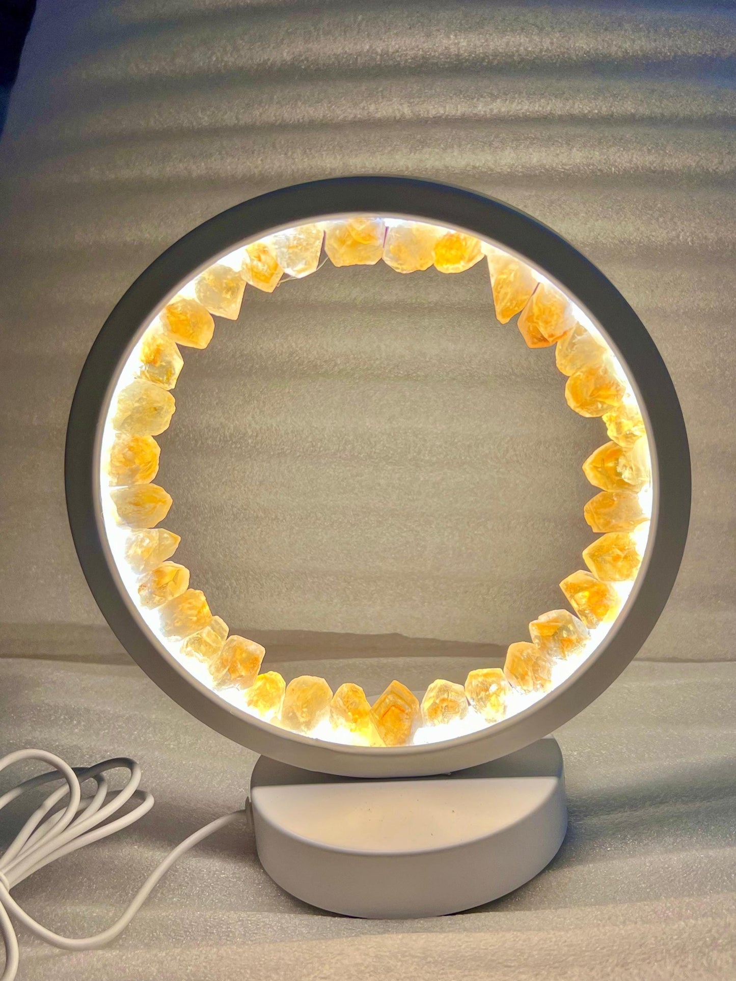 Citrine Crystal USB Night Light – Energizing Lamp for Abundance, Ambiance, Home & Office Décor, Housewarming Gift