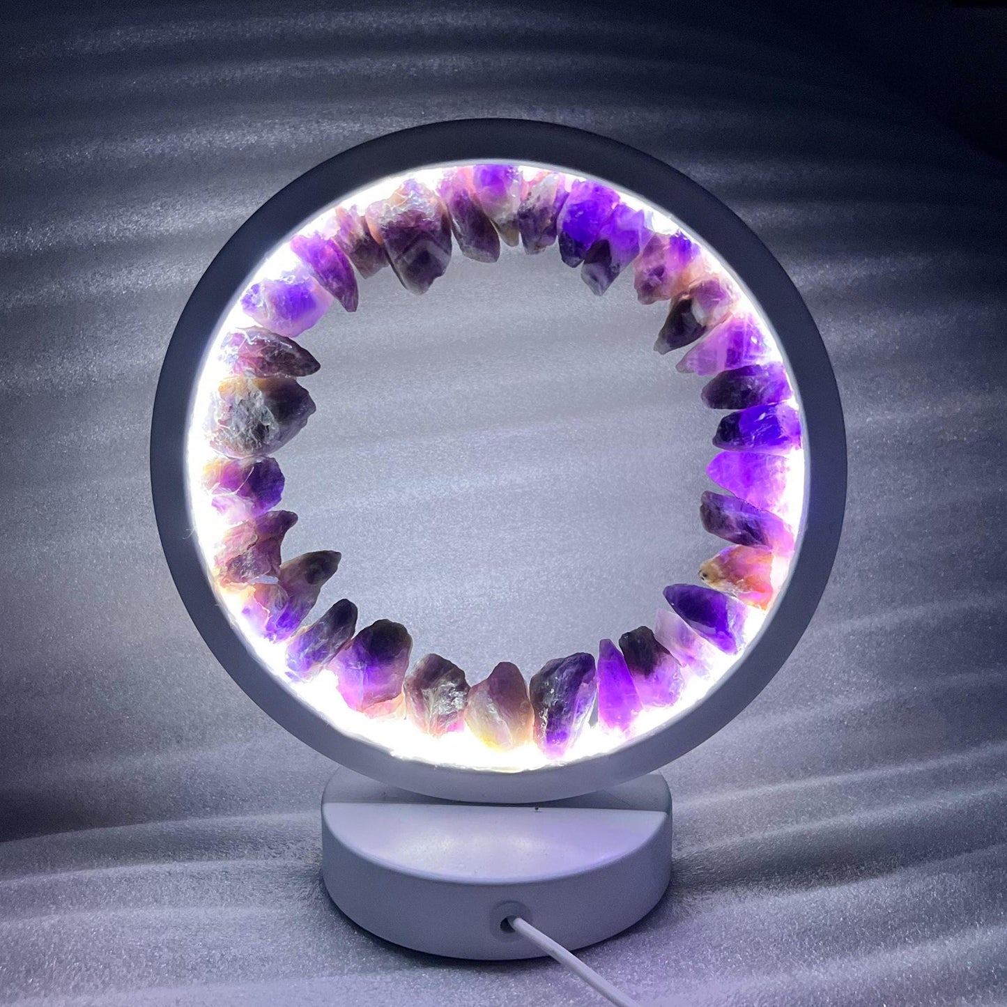 Amethyst Crystal USB Night Light – Tranquil Energy Lamp for Meditation, Ambiance, Home & Office Décor, Housewarming Gift