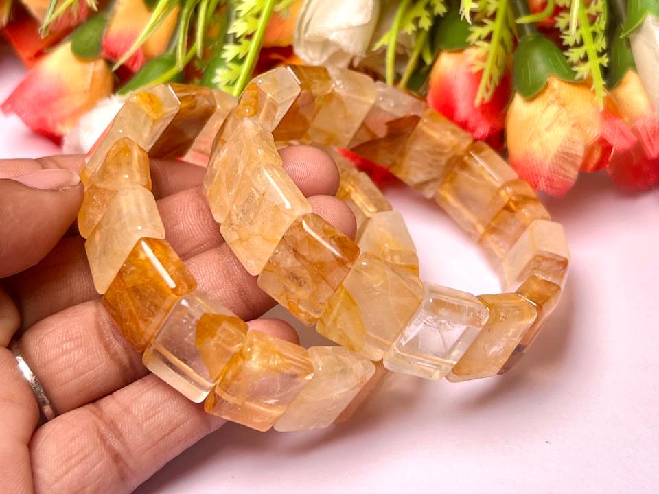 15 MM Golden Healer Stone Bracelet l Stretchable Bracelet