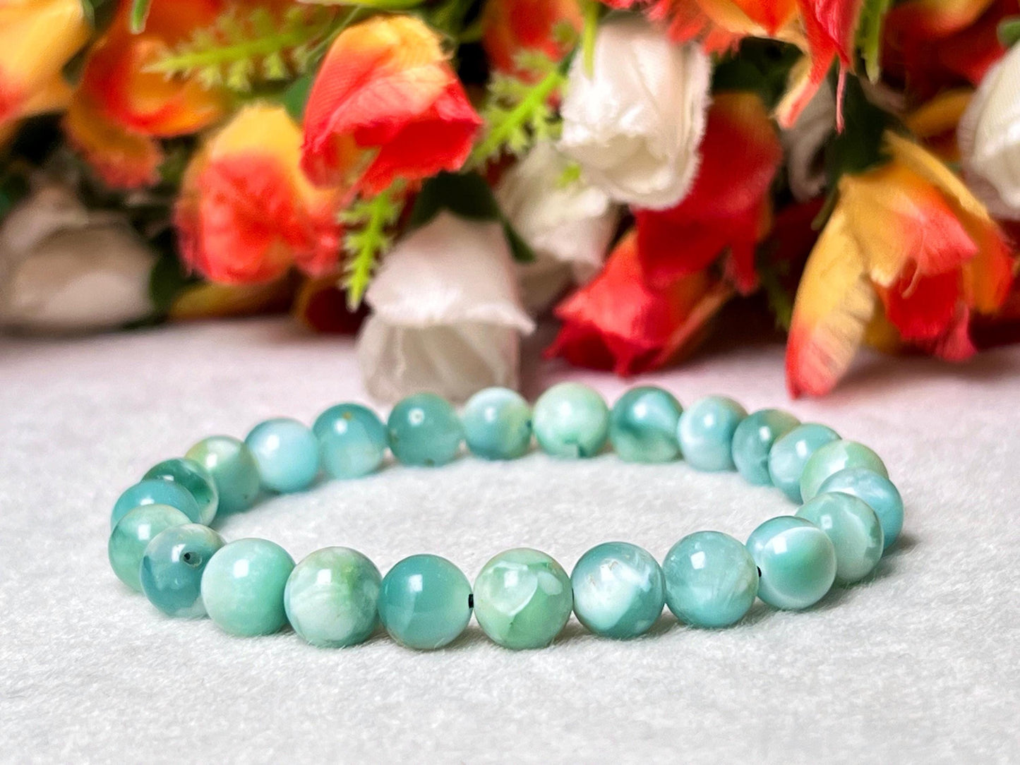 Green Moonstone - Garnierite Stone Bracelet l Stretchable Bracelet l Unisex Bracelet l 8 MM Bracelet