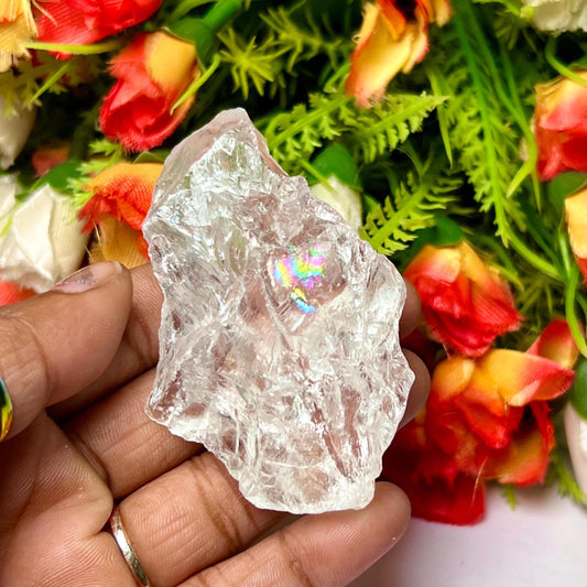 Premium Rainbow Satyaloka Quartz Crystal Natural Rough Stone with Beautiful Rainbow 76 Gram