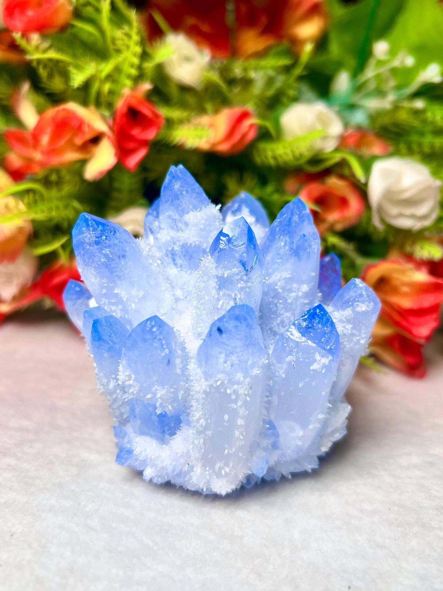 300g+ Blue Clear Quartz Cluster, Energy Crystal Quartz Point VUG,Home Decor, Reiki healing,Crystal gift 1PC