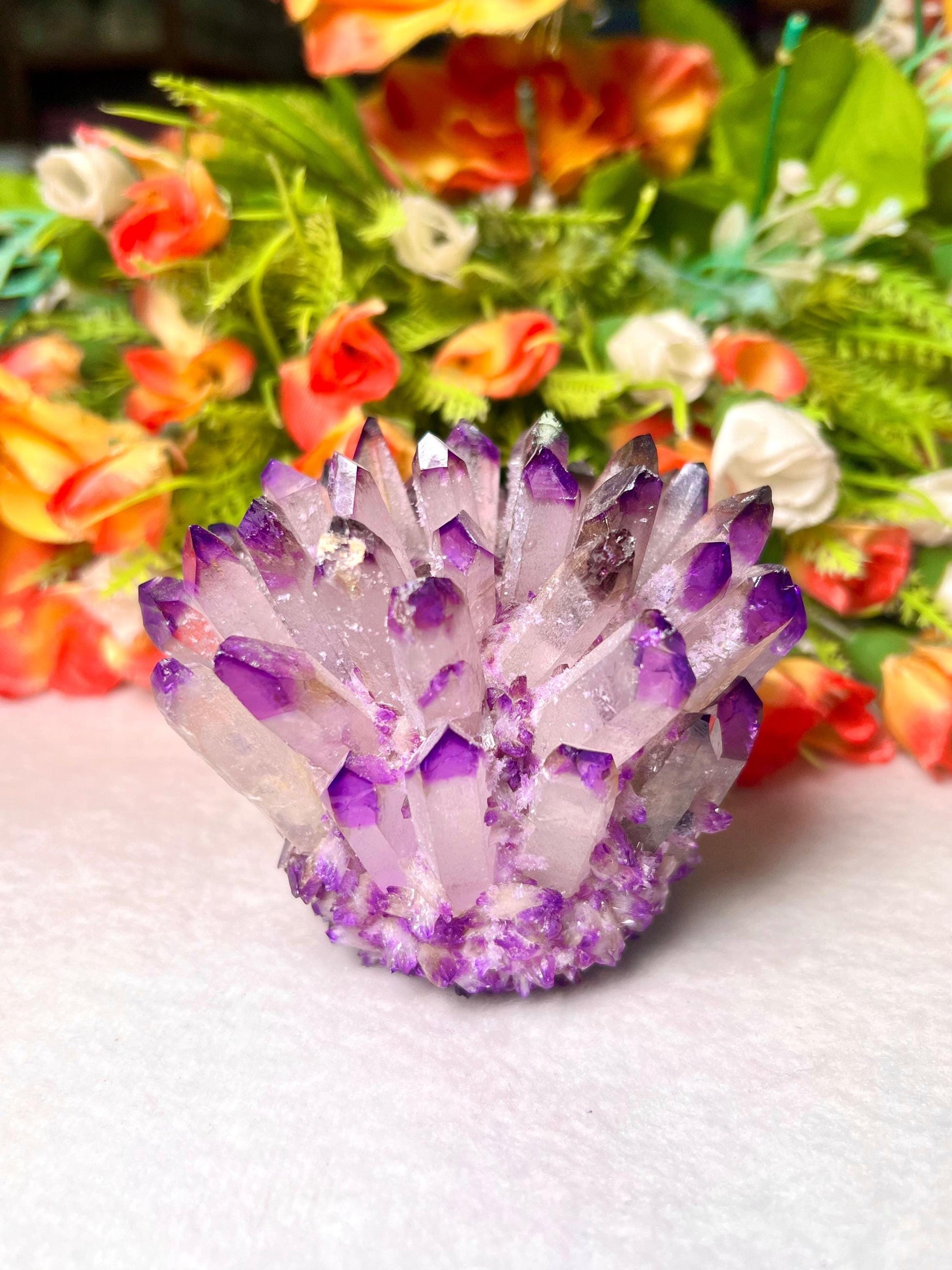 300g+ Purple Quartz Cluster, Energy Crystal Quartz Point VUG,Home Office Decor, Reiki Healing, Crystal gift 1PC