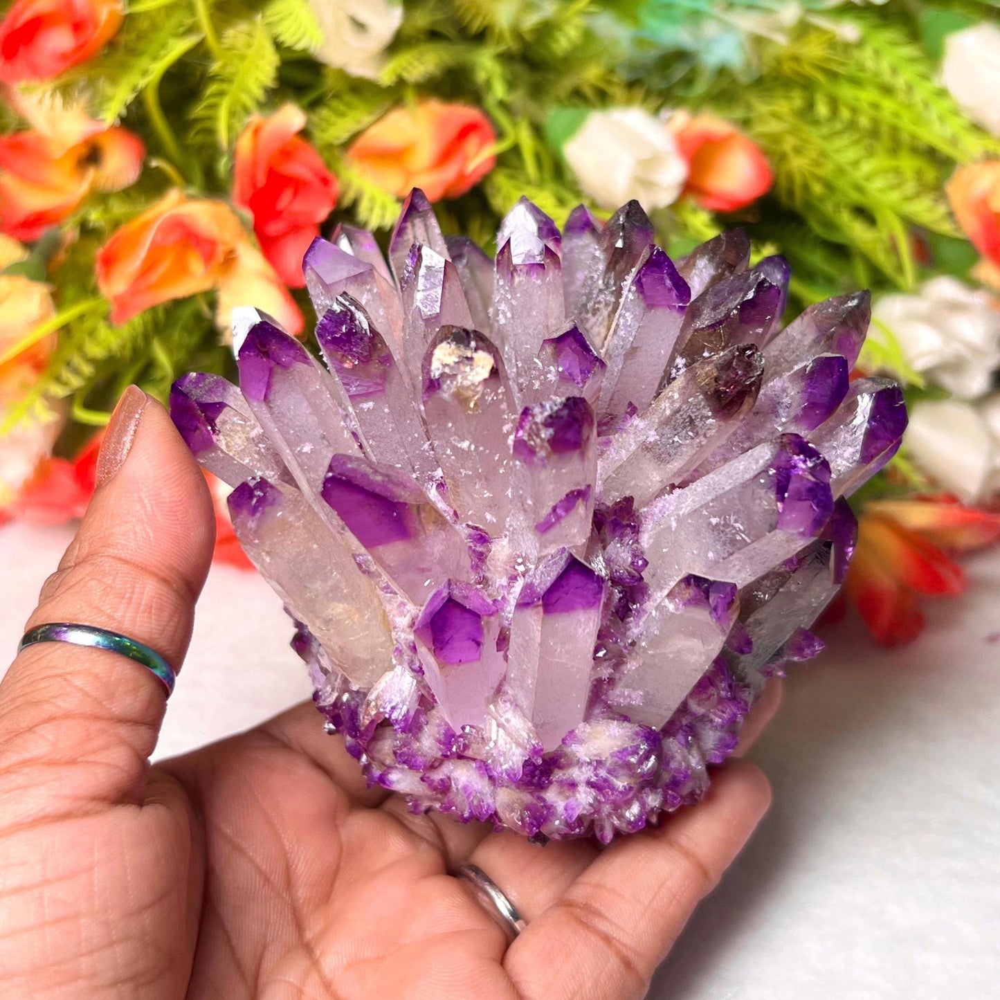 300g+ Purple Quartz Cluster, Energy Crystal Quartz Point VUG,Home Office Decor, Reiki Healing, Crystal gift 1PC