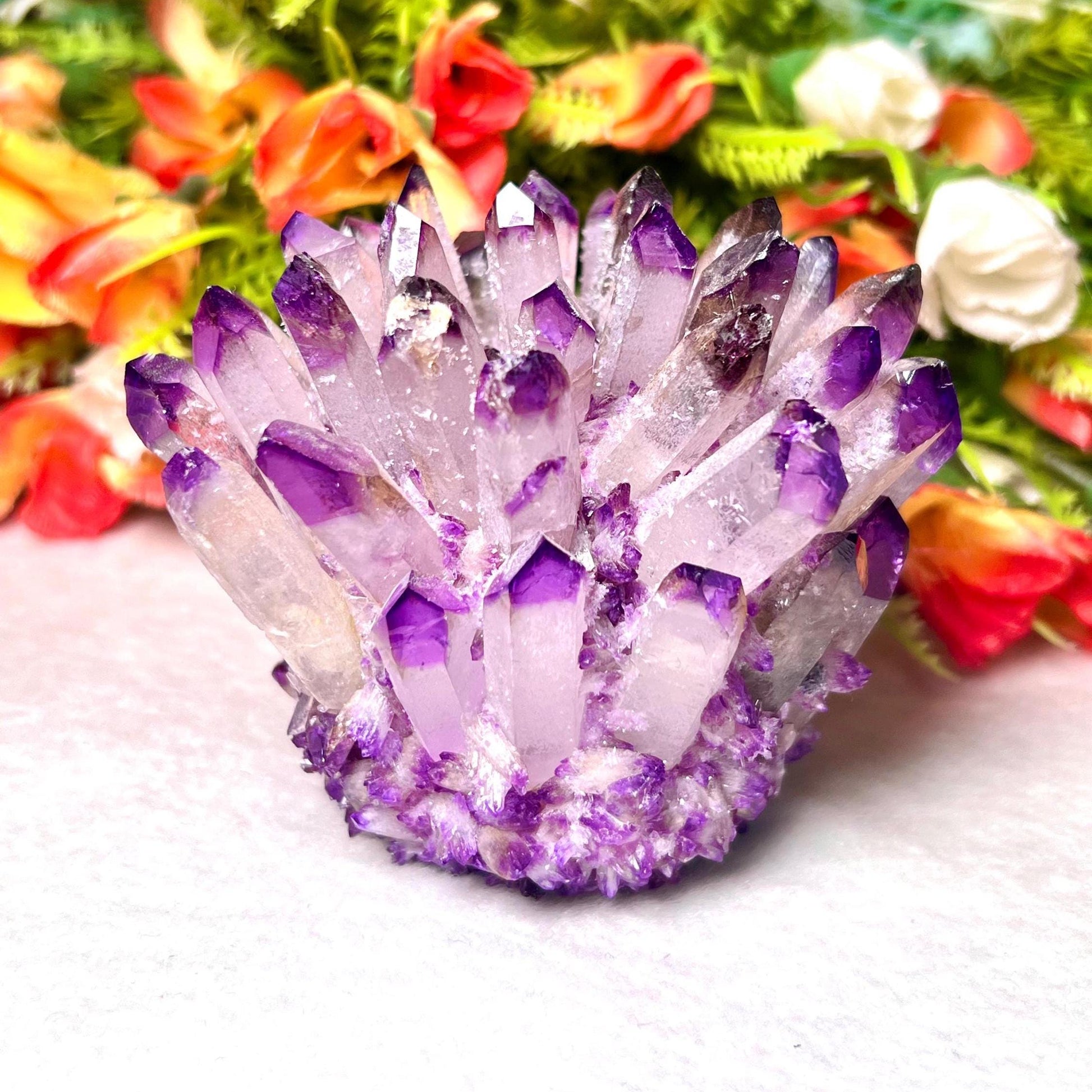 300g+ Purple Quartz Cluster, Energy Crystal Quartz Point VUG,Home Office Decor, Reiki Healing, Crystal gift 1PC