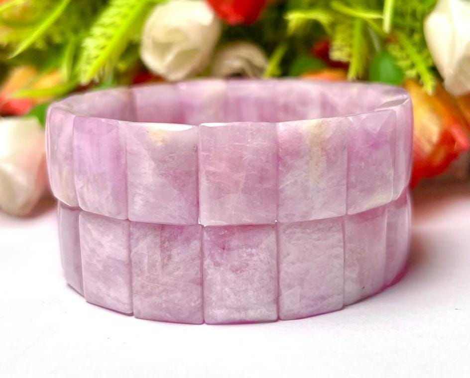 15 MM Kunzite Stone Bracelet l Stretchable Bracelet