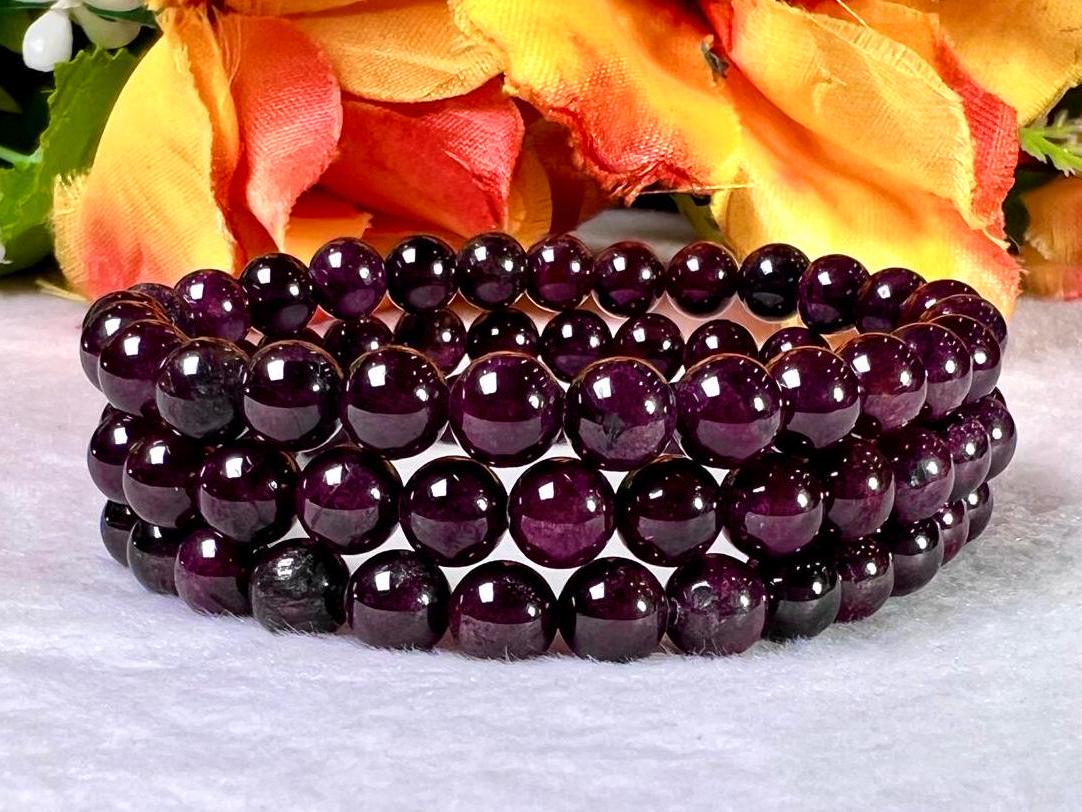 Garnet Stone Bracelet l Stretchable Bracelet l Unisex Bracelet l 8 MM Bracelet