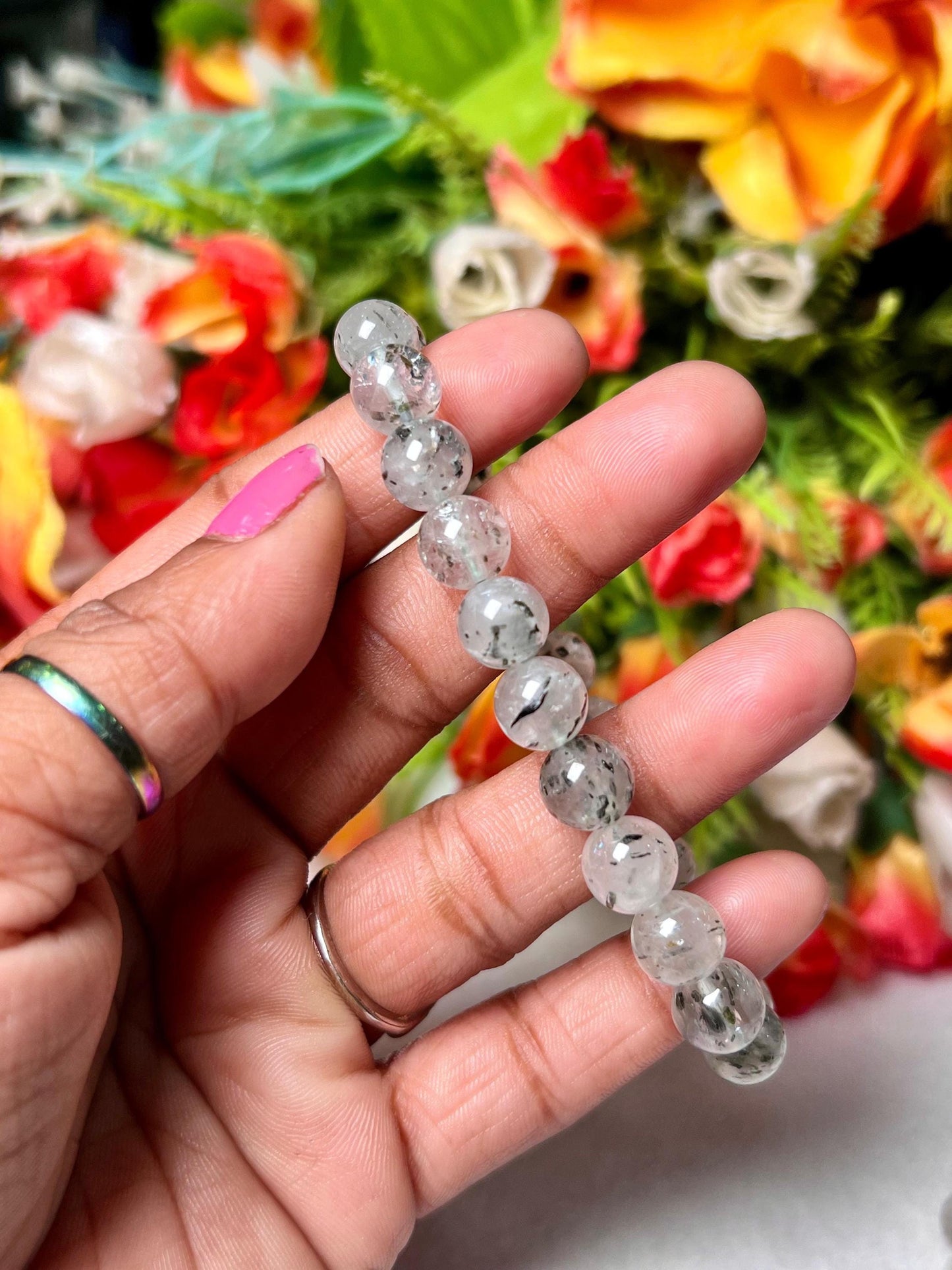 Herkimer Diamond Crystal Stone Bracelet l Stretchable Bracelet l Unisex Bracelet l 8 MM Bracelet l Natural Genuine Bracelet