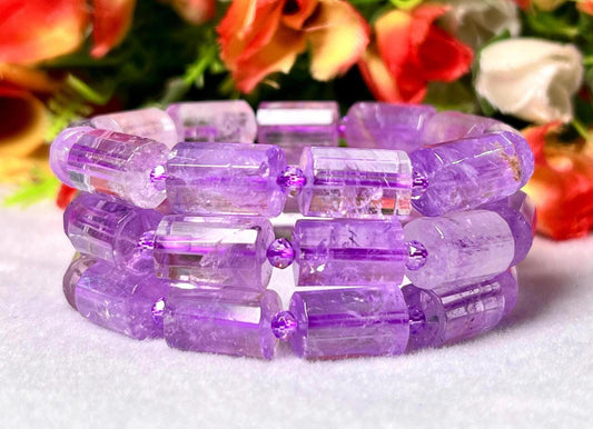 Vera Cruz Amethyst Stone Bracelet l Stretchable Bracelet l Unisex Bracelet