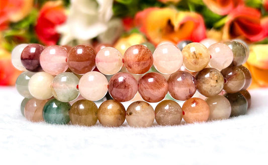 Multi Rabbite Hair Rutile Stone Bracelet l Stretchable Bracelet l Unisex Bracelet l 8 MM Bracelet