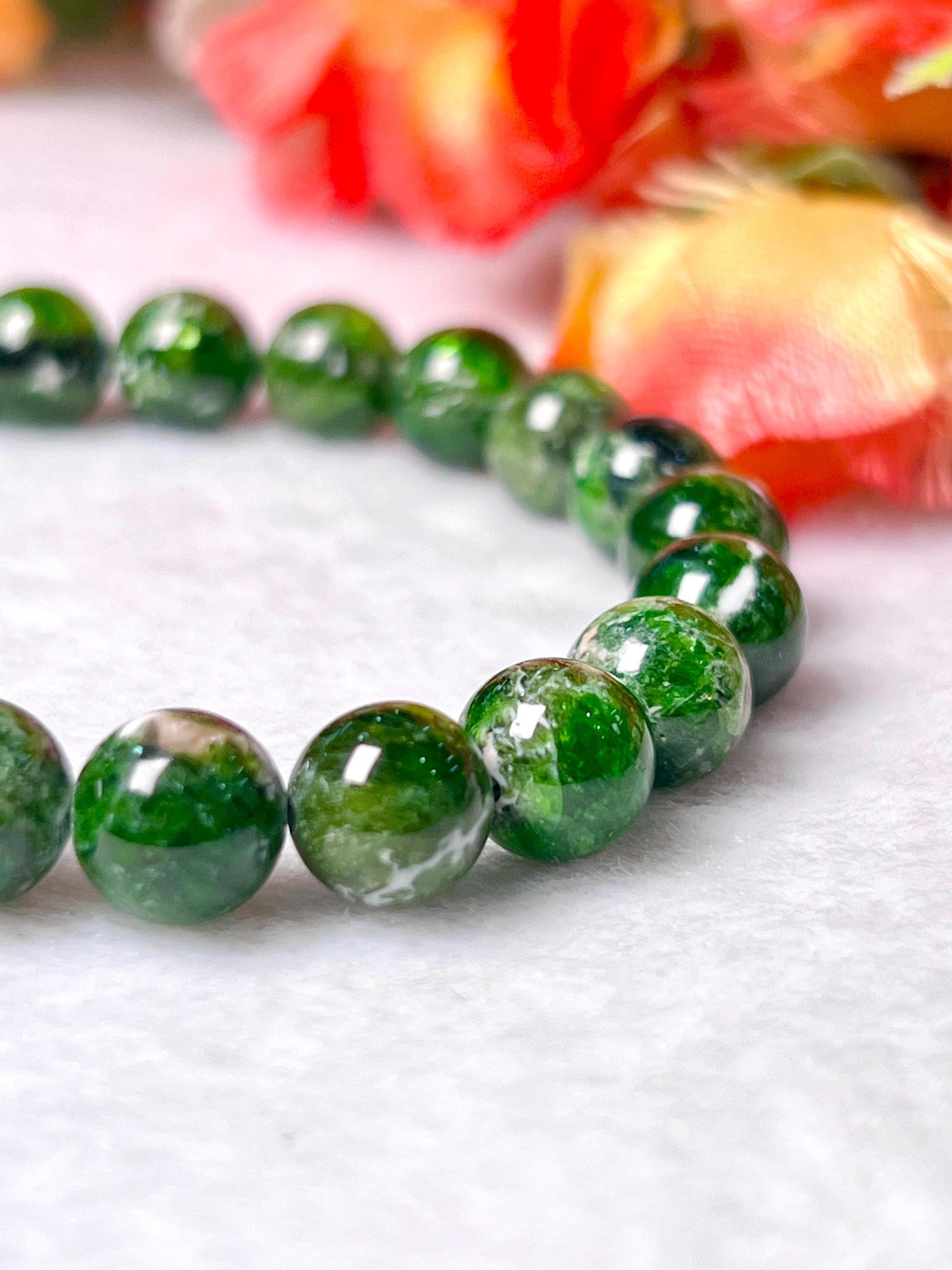 Diopside Chrome Stone Bracelet l Stretchable Bracelet l Unisex Bracelet l 10 MM Bracelet